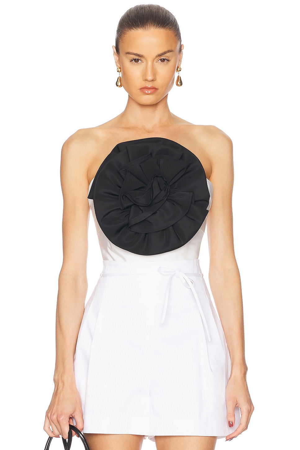 Image 1 of Carolina Herrera Rose Top in Black & White