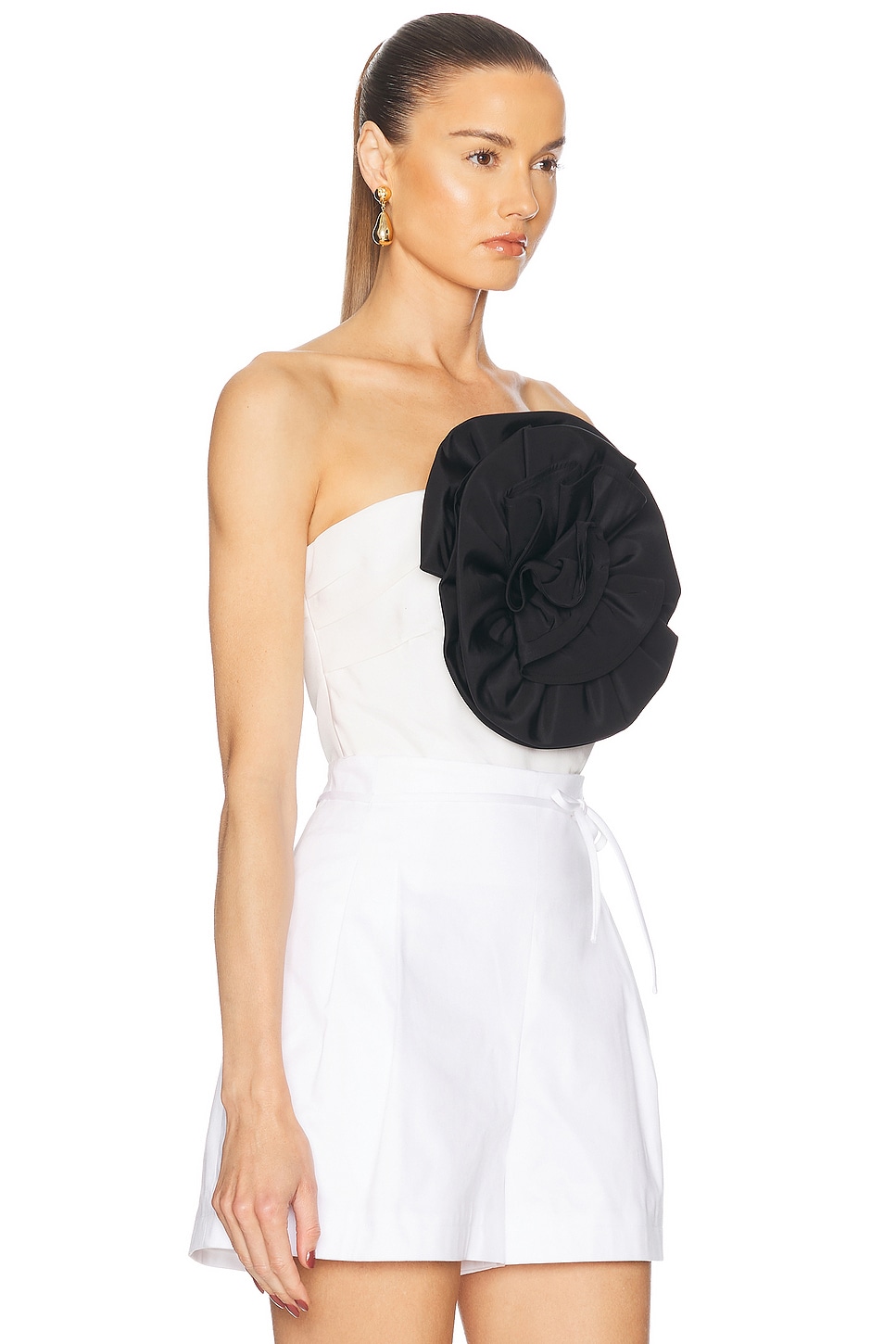 Carolina Herrera Rose Top In Black & White