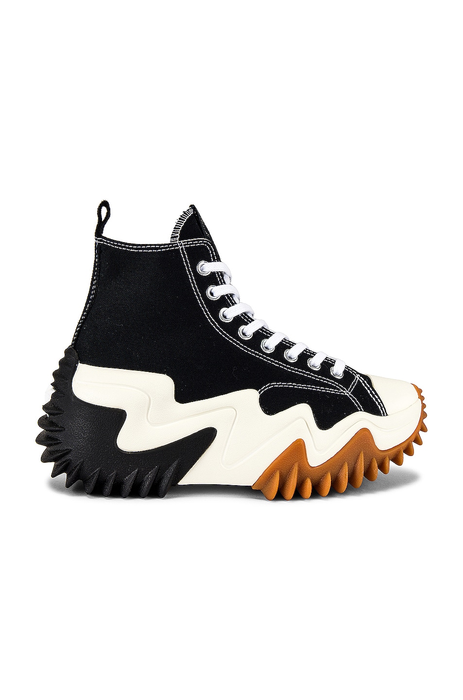 Image 1 of Converse Run Star Motion Canvas Platform Sneakers in Black, White, & Gum Honey