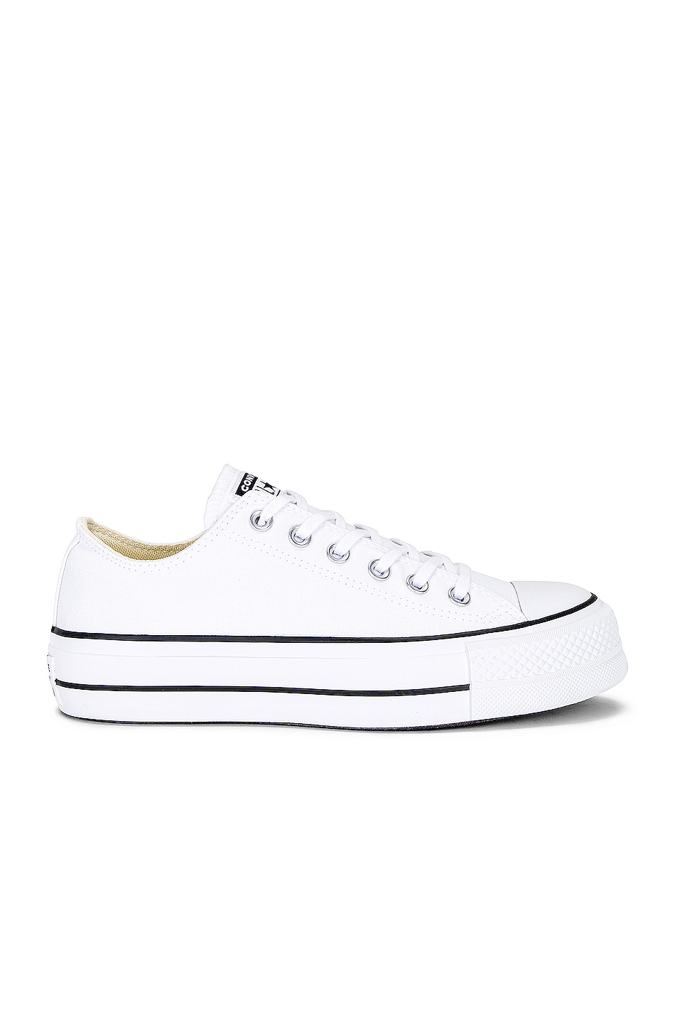 Image 1 of Converse Chuck Taylor All Star Platform Canvas Low Tops in White & Black