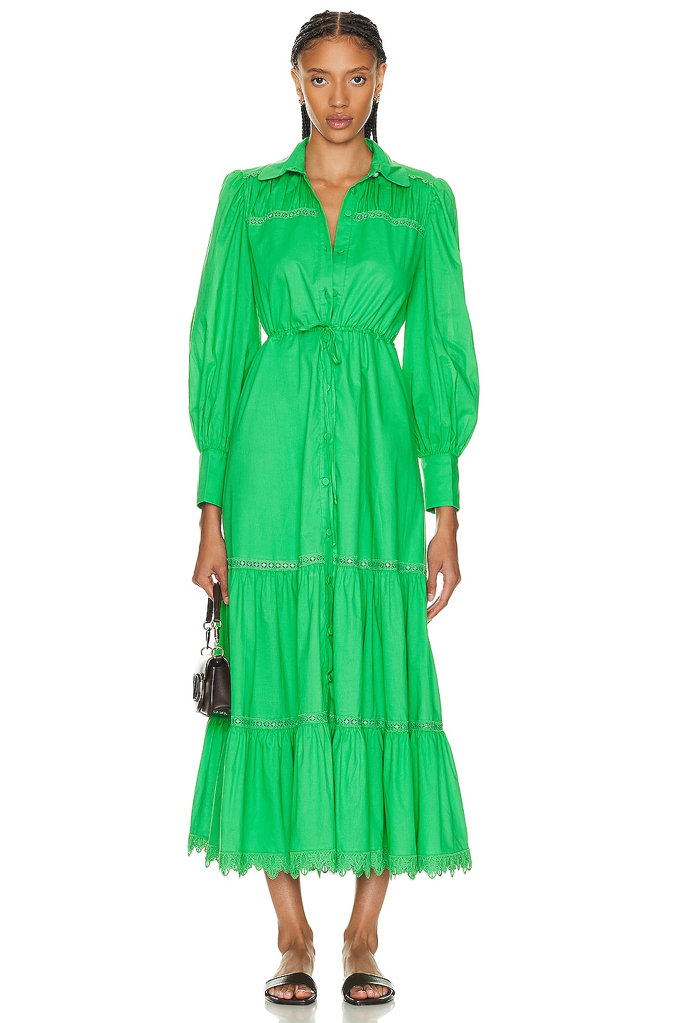 Image 1 of Charo Ruiz Ibiza Lotus Long Dress in Solid Green