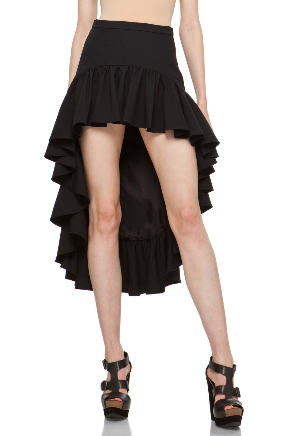 Image 1 of Chloe Sevigny for Opening Ceremony Ruffle Skirt in Black Crepe