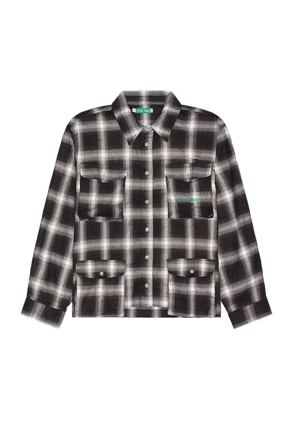 Image 1 of Cest Bon Core Flannel Shirt in Black & White Plaid