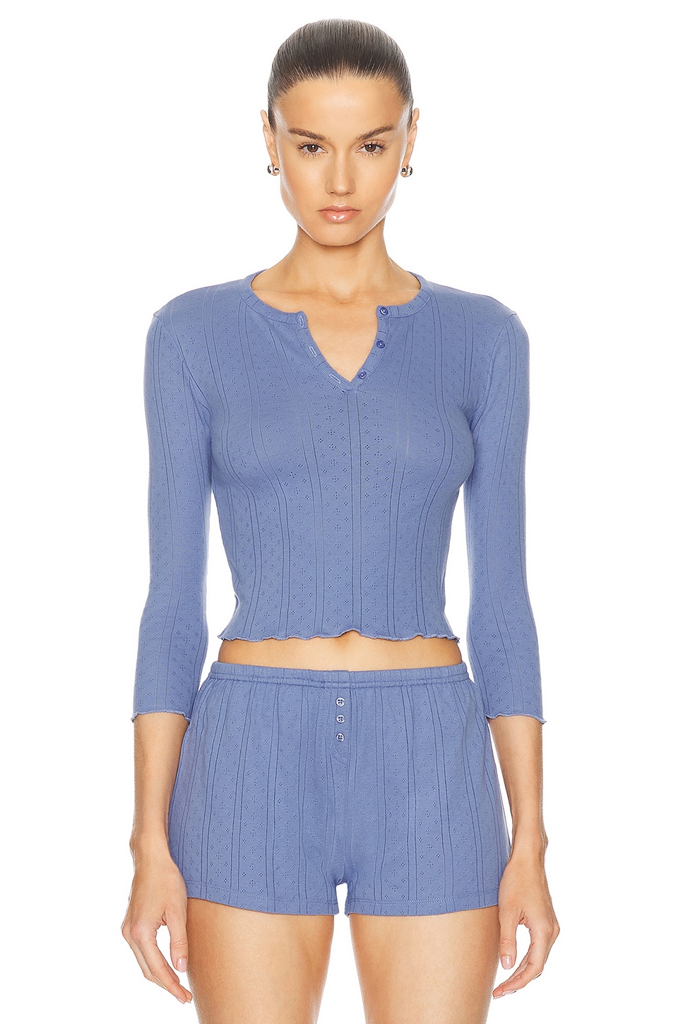 Image 1 of Cou Cou Intimates The Baby Henley Top in French Blue