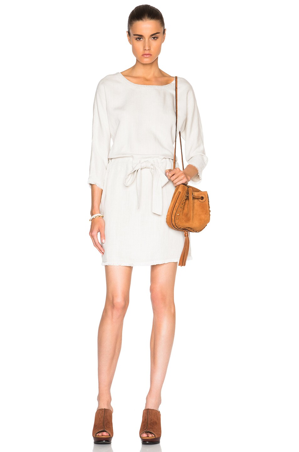 Image 1 of Current/Elliott Cinched Shift Dress in Dirty White