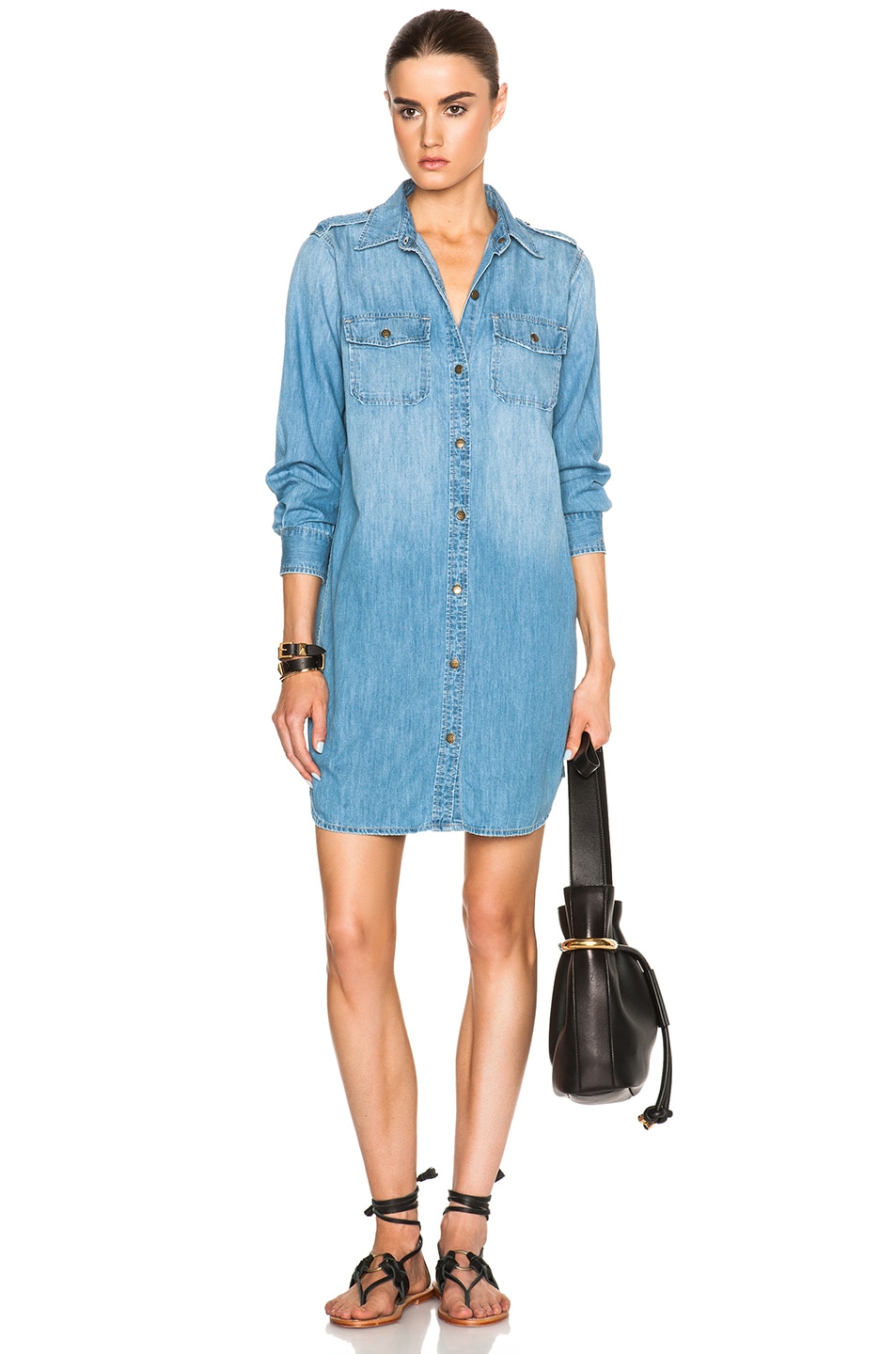 Image 1 of Current/Elliott The Perfect Shirt Dress in Tidal Wave