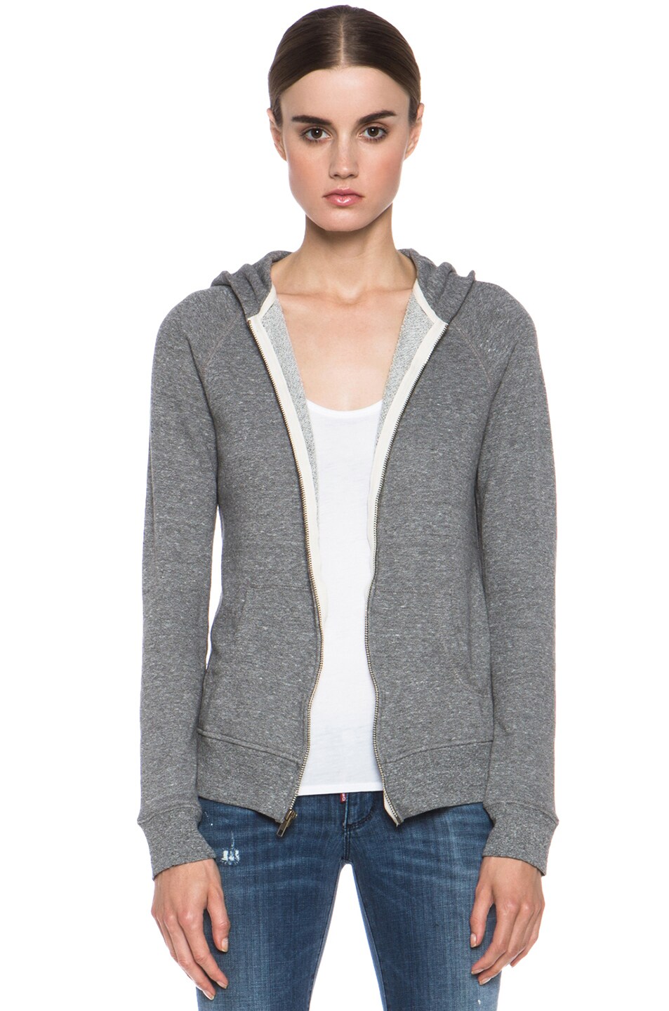 Image 1 of Current/Elliott The Hoodie Poly-Blend in Heather Grey
