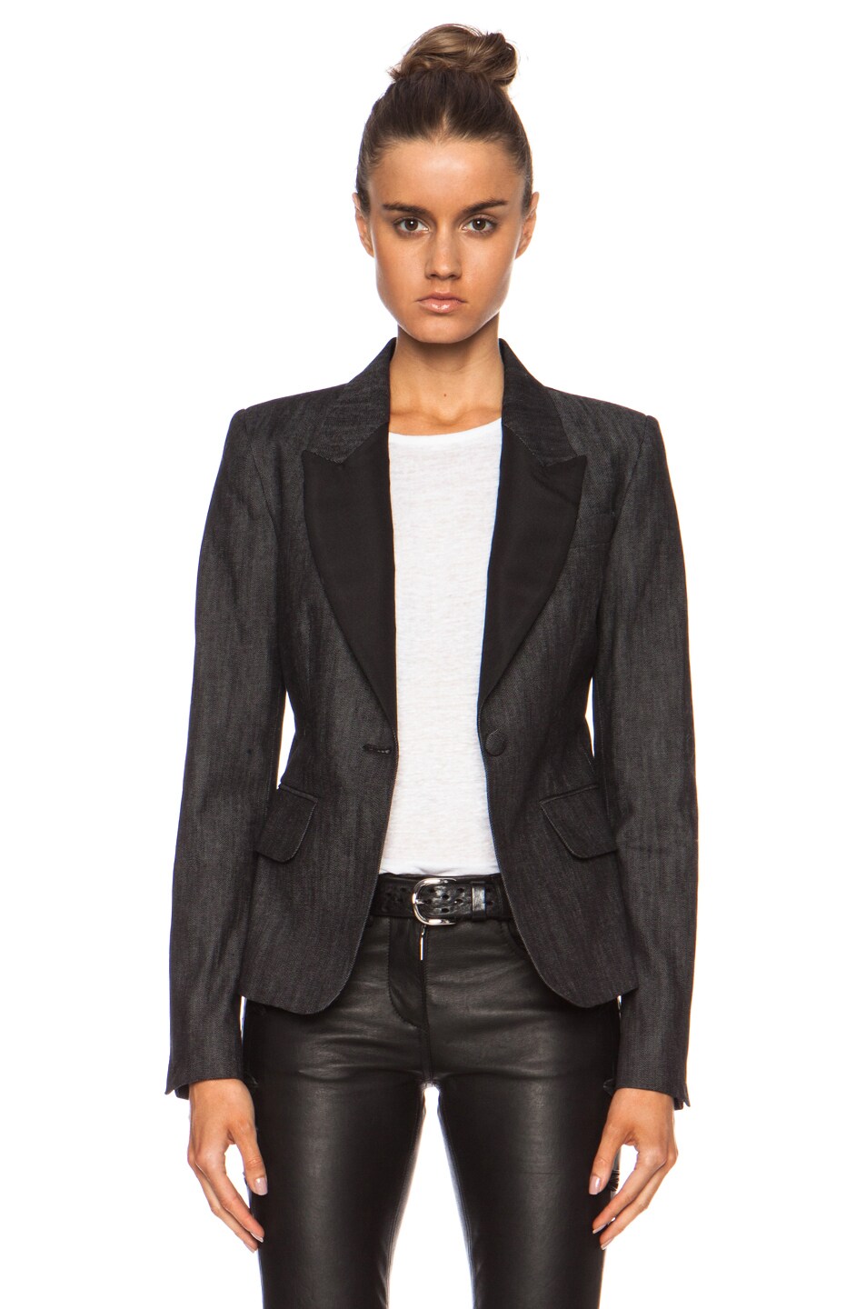 Image 1 of Current/Elliott The Fitted Blazer in Black Rinse