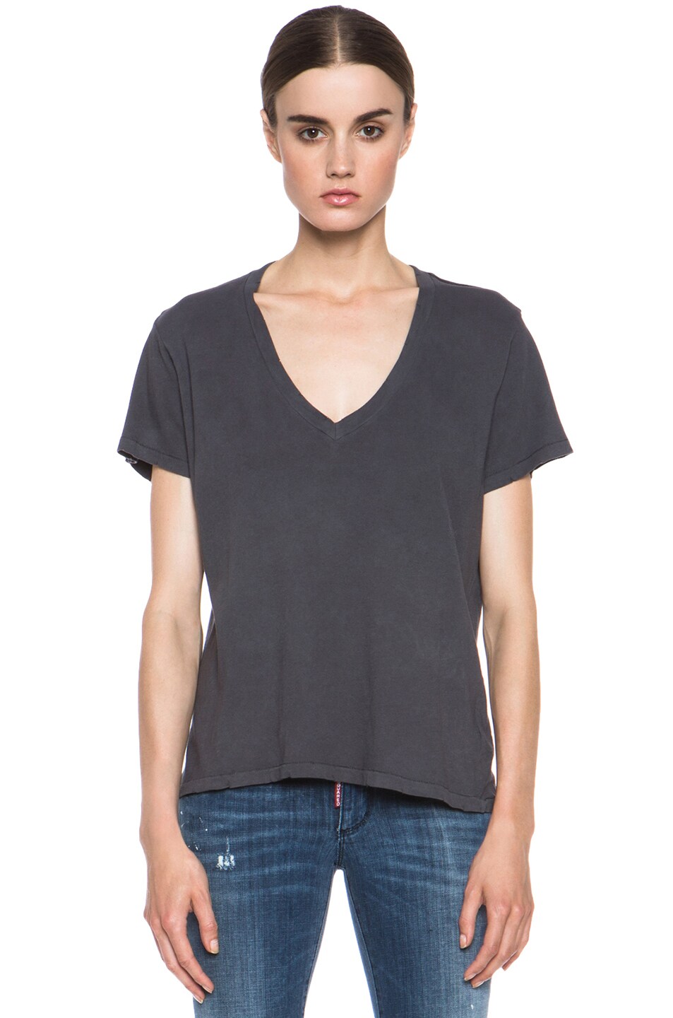 Image 1 of Current/Elliott The V Neck Cotton Tee in Dove Tail