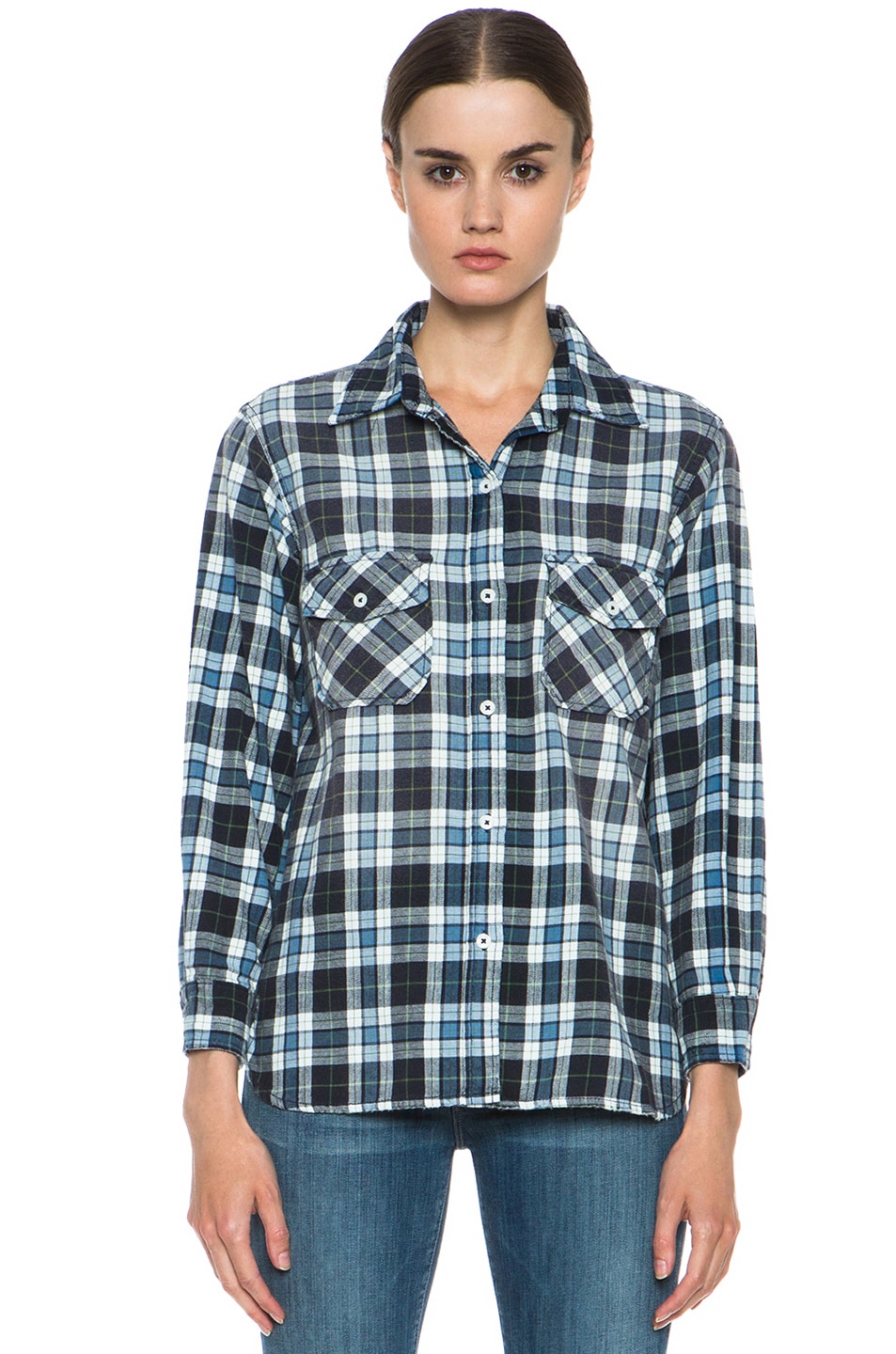 Image 1 of Current/Elliott Cotton Perfect Shirt in Jet Plaid