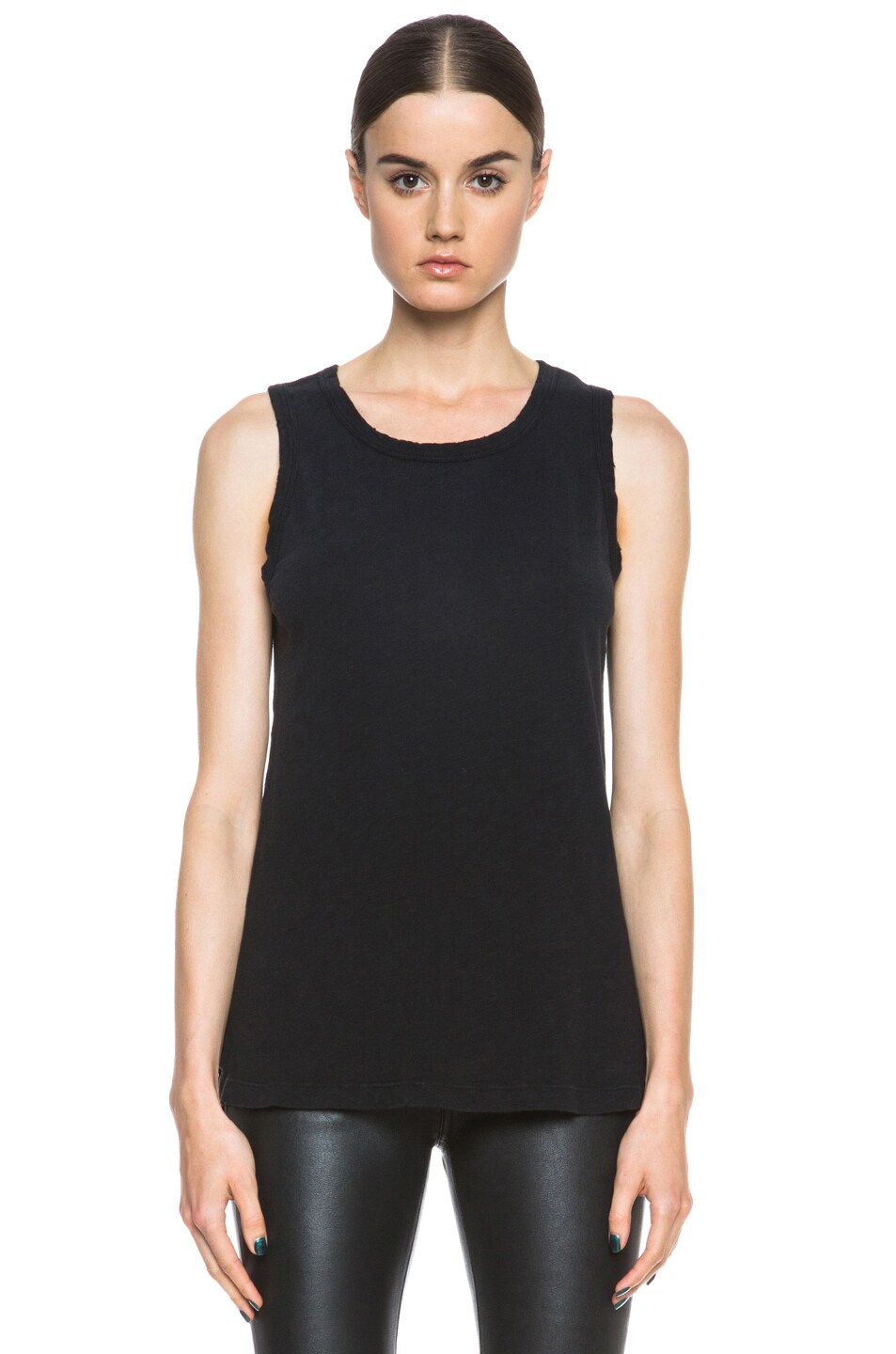 Image 1 of Current/Elliott Cotton Muscle Tee in Black Beauty