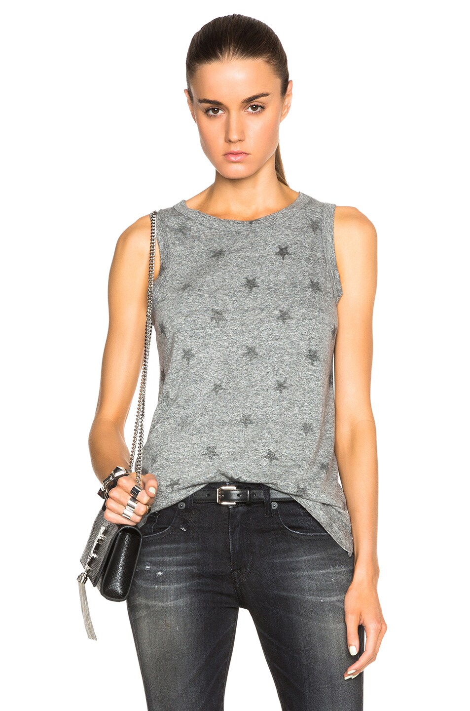 Image 1 of Current/Elliott Muscle Tee in Heather Grey Stars