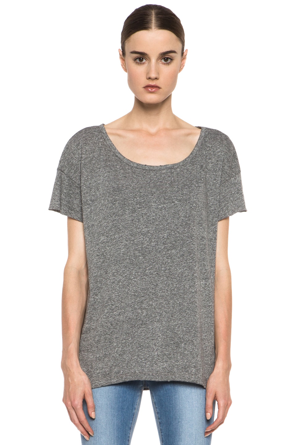 Image 1 of Current/Elliott The Oversized Poly-Blend Tee in Heather Grey
