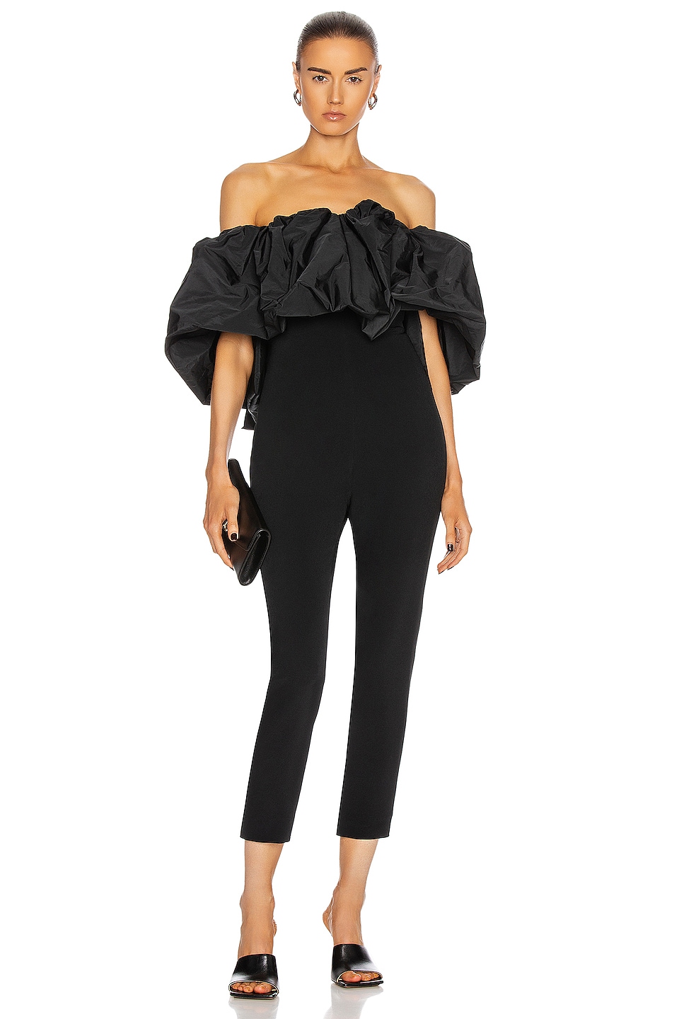 Image 1 of Cushnie Strapless Cropped Fitted Jumpsuit in Black