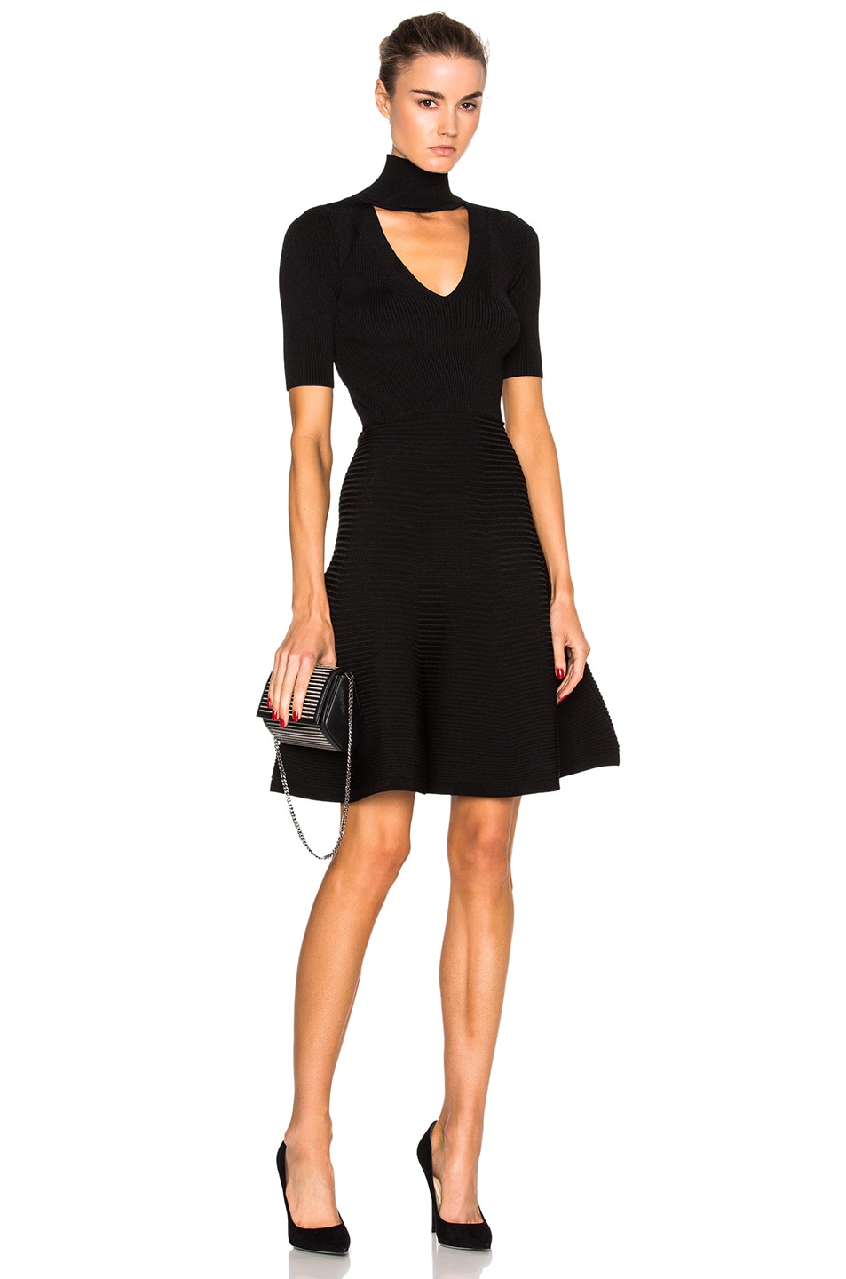 Image 1 of Cushnie Turtleneck Mini Dress in Black