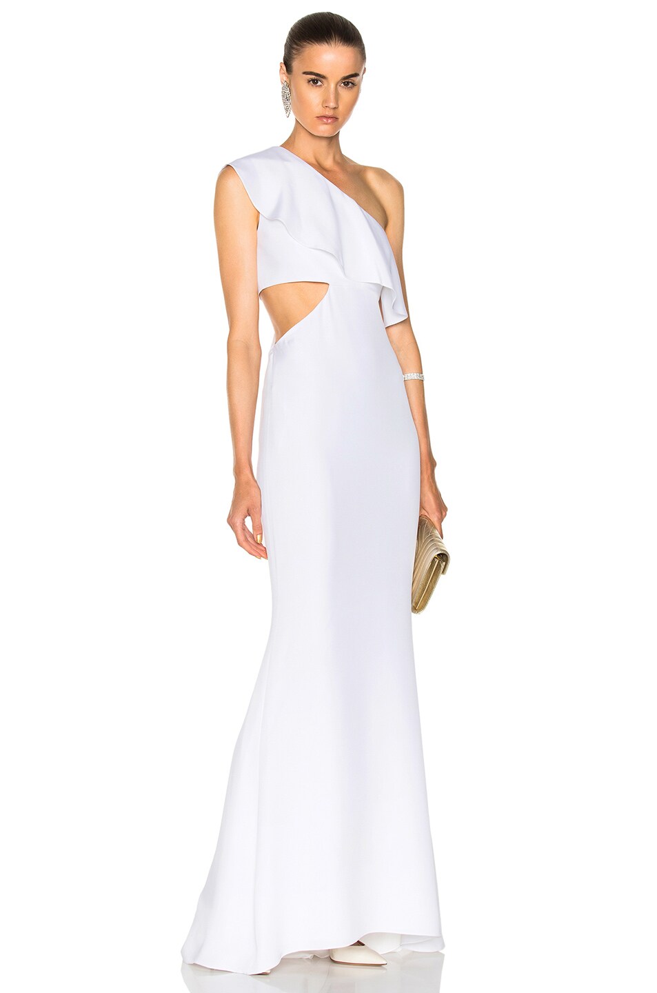 Image 1 of Cushnie Crepe Gown with Sash Detail in White