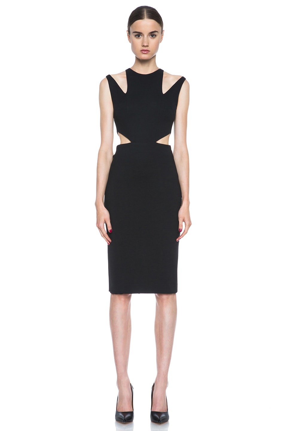 Image 1 of Cushnie Side Cutout Viscose-Blend Dress in Black