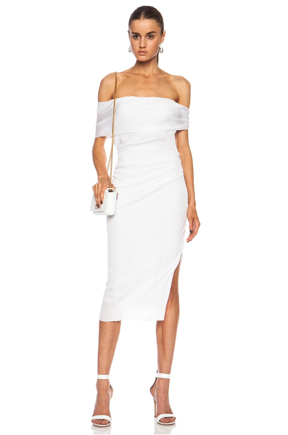 Image 1 of Cushnie EXCLUSIVE Draped Silk Georgette Dress in White