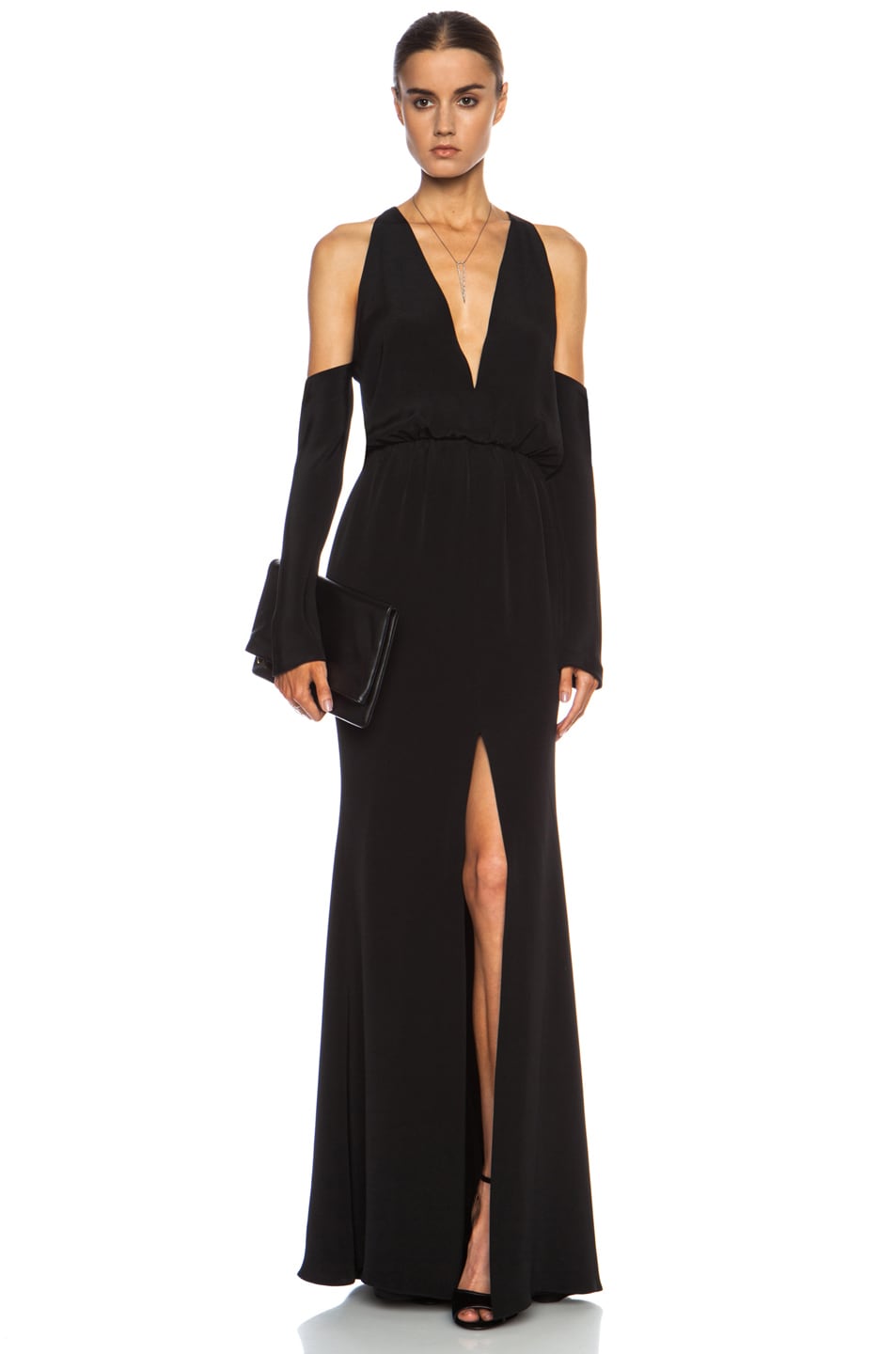 Image 1 of Cushnie Silk Open Shoulder Gown in Black