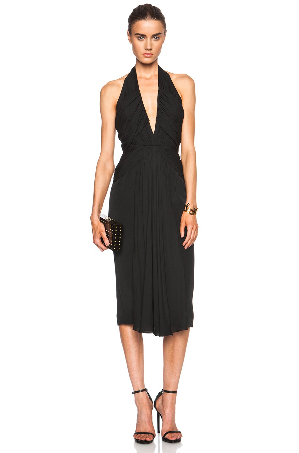 Image 1 of Cushnie FORWARD EXCLUSIVE Ruched Silk Dress in Black