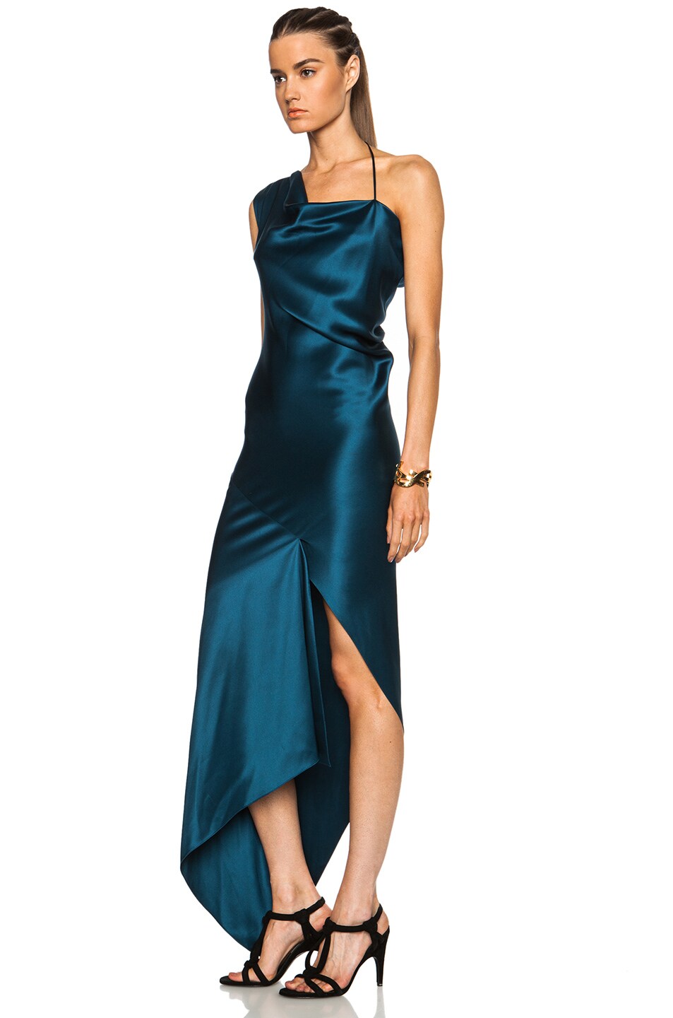 Cushnie Double Silk Charmeuse One Shoulder Dress in Blue Nile | FWRD