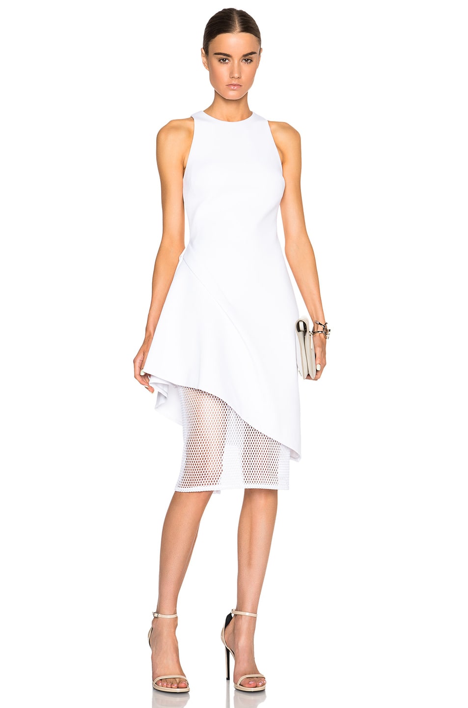 Image 1 of Cushnie Neoprene Dress with Netting in White