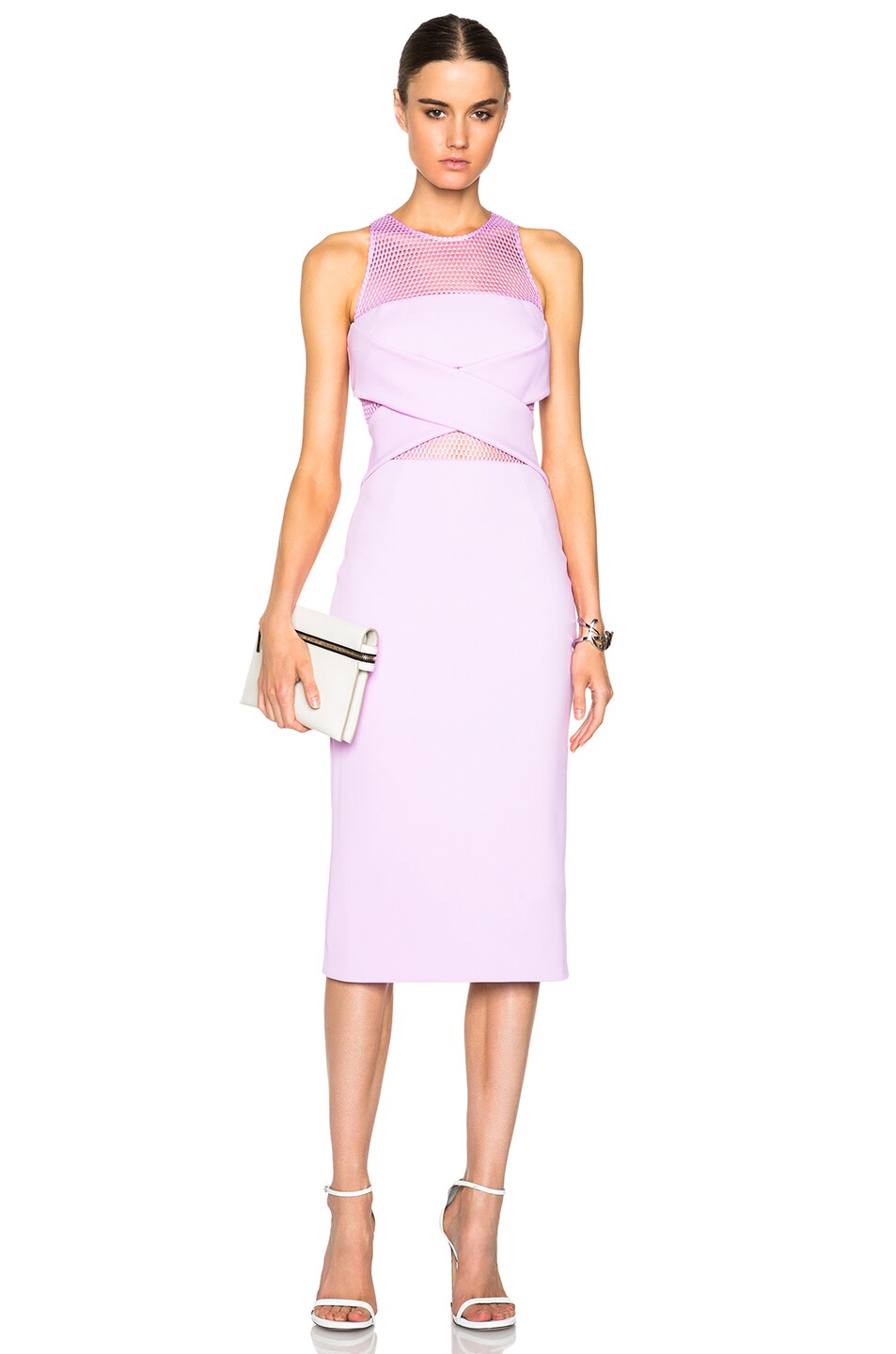 Image 1 of Cushnie Neoprene Dress with Netting in Lilac