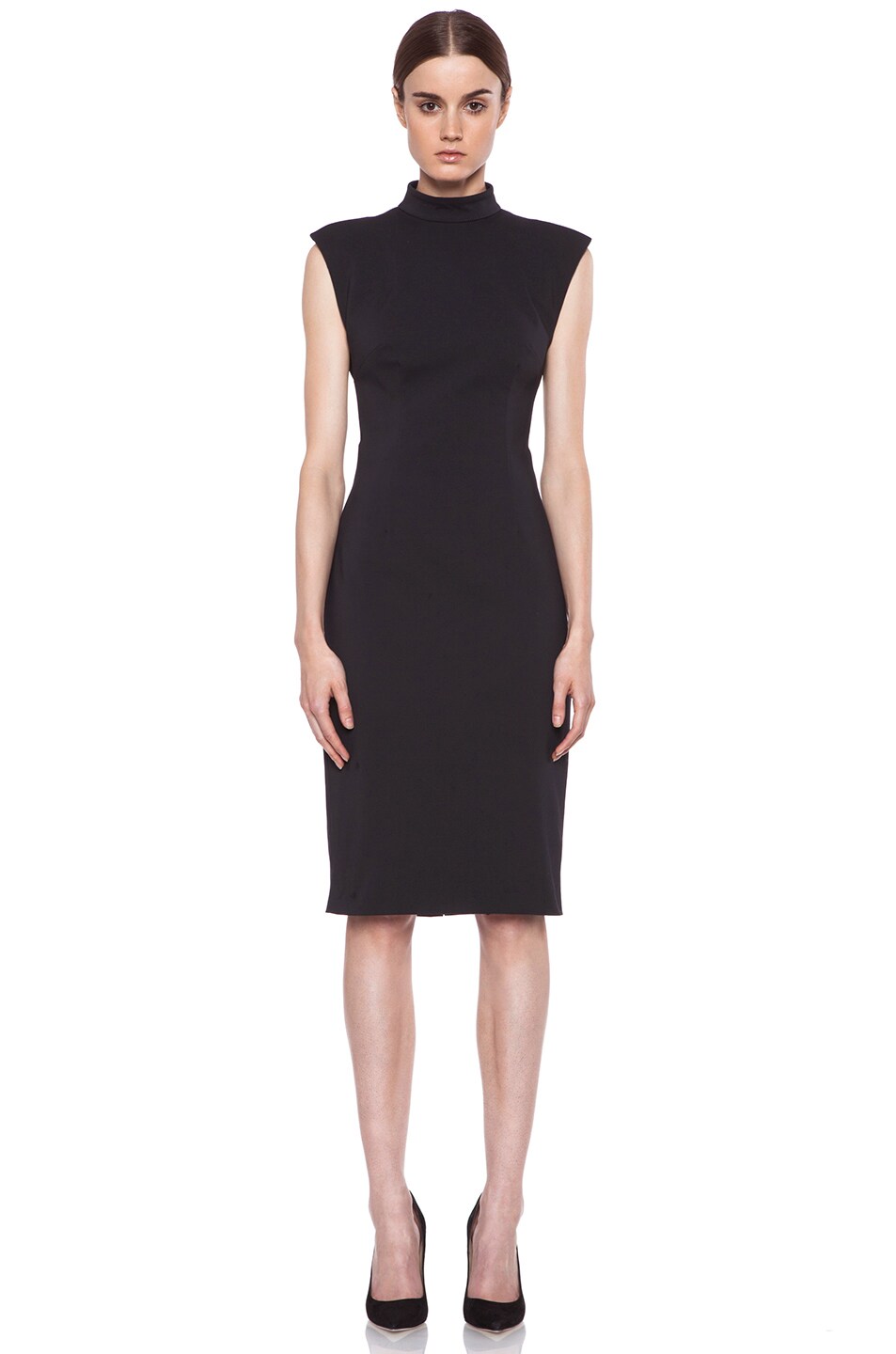 Image 1 of Cushnie Stretch Cotton Backless Dress in Black