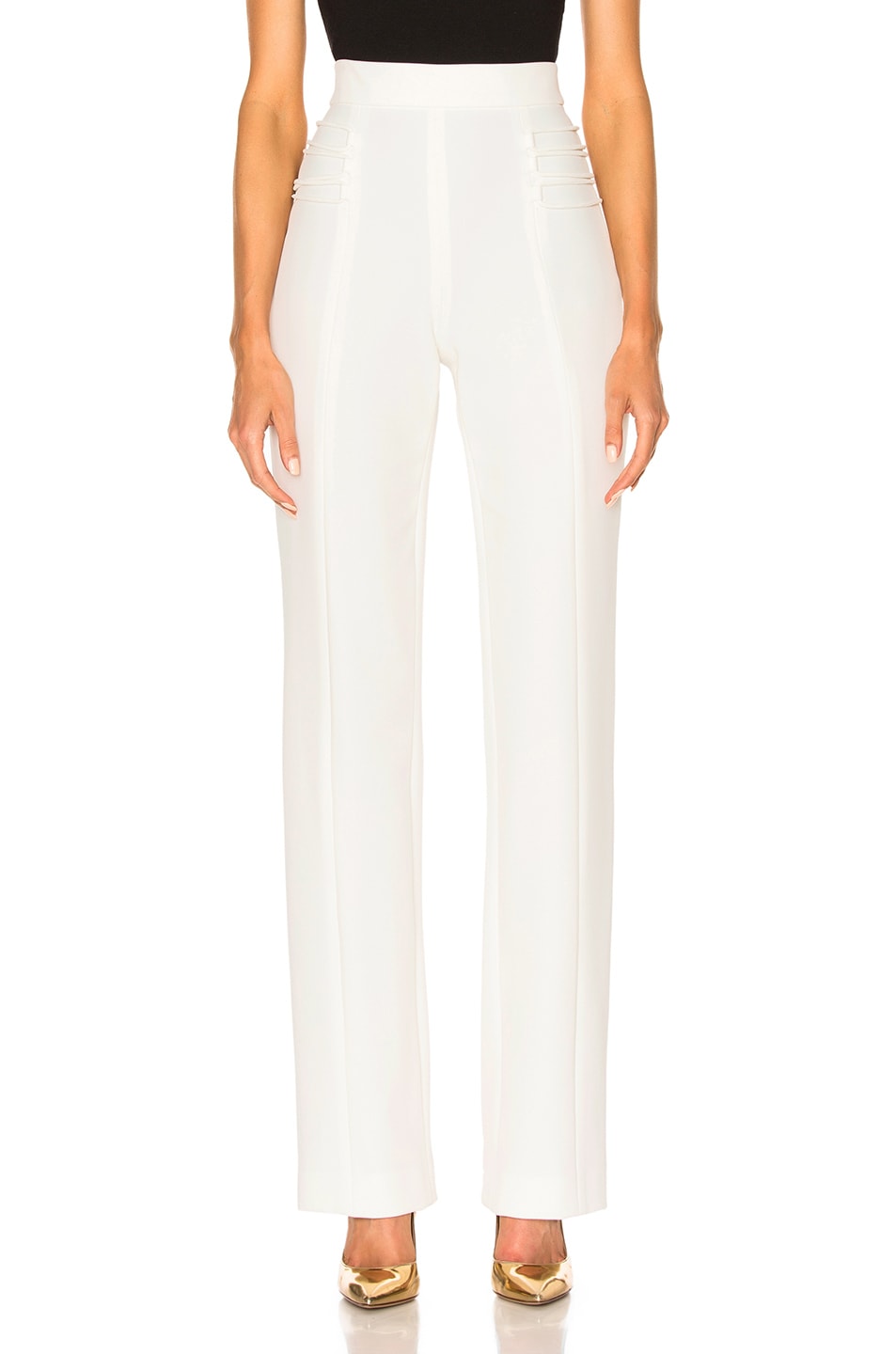 Image 1 of Cushnie Stretch Twill High-Waisted Pants in Soft White