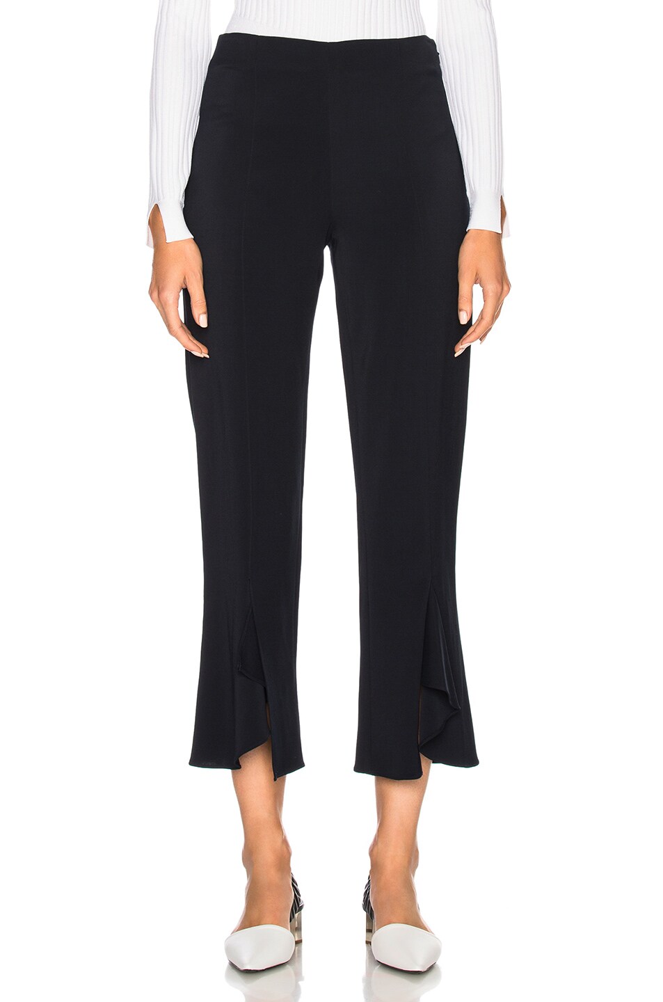 Image 1 of Cushnie Cascade Hem Cropped Straight Pant in Midnight