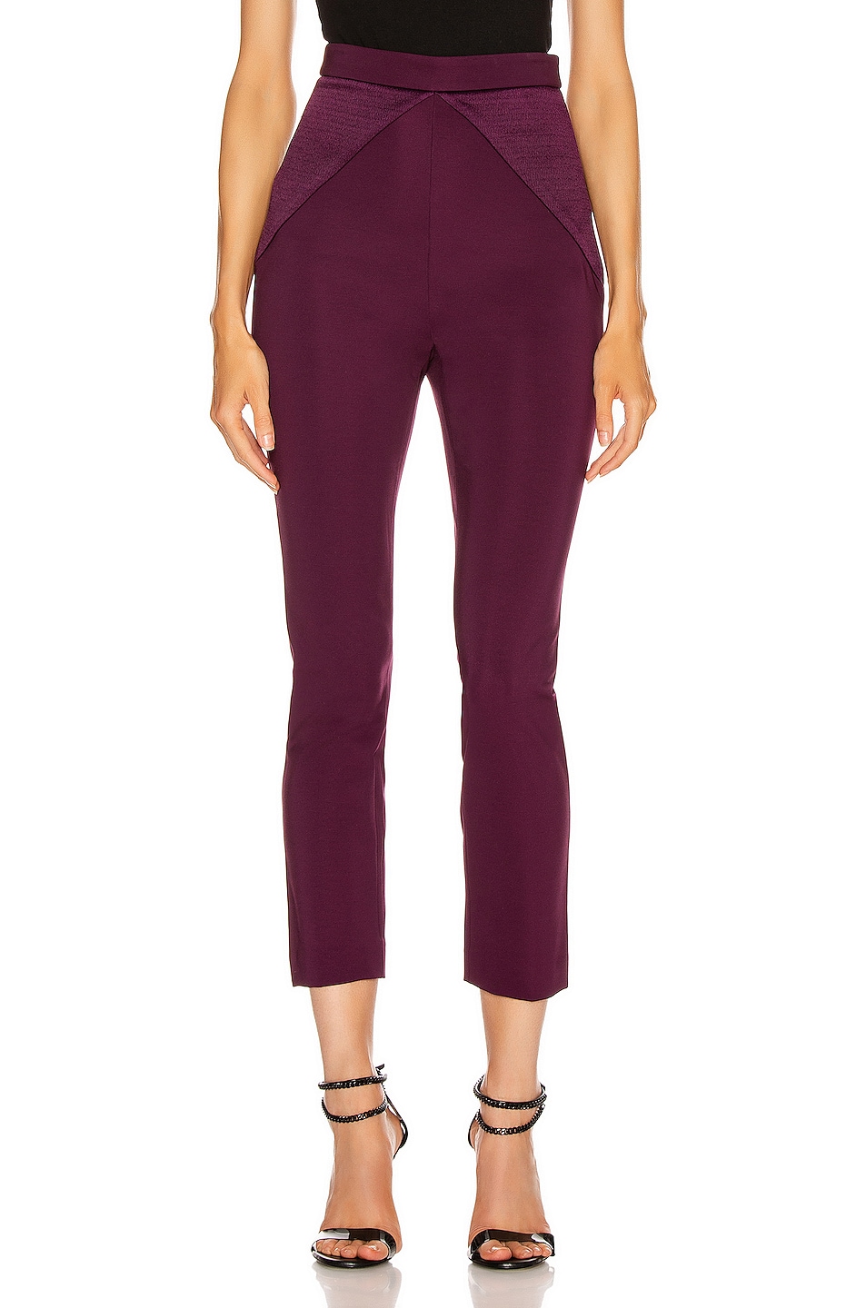 Image 1 of Cushnie High Waisted Fitted Cropped Pant in Plum