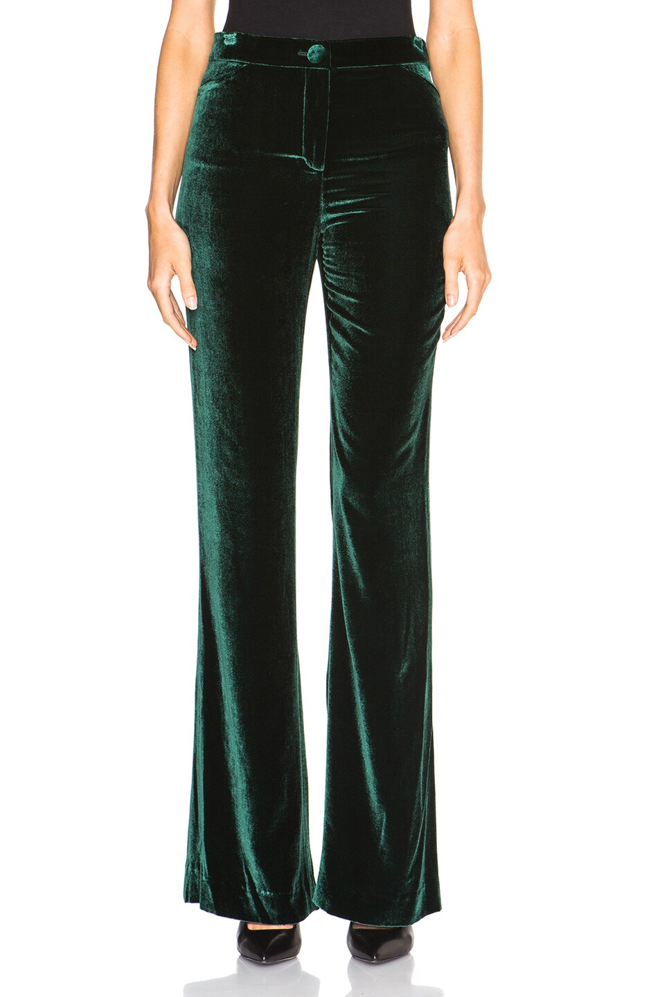 Image 1 of Cushnie Velvet High Waisted Pants in Emerald