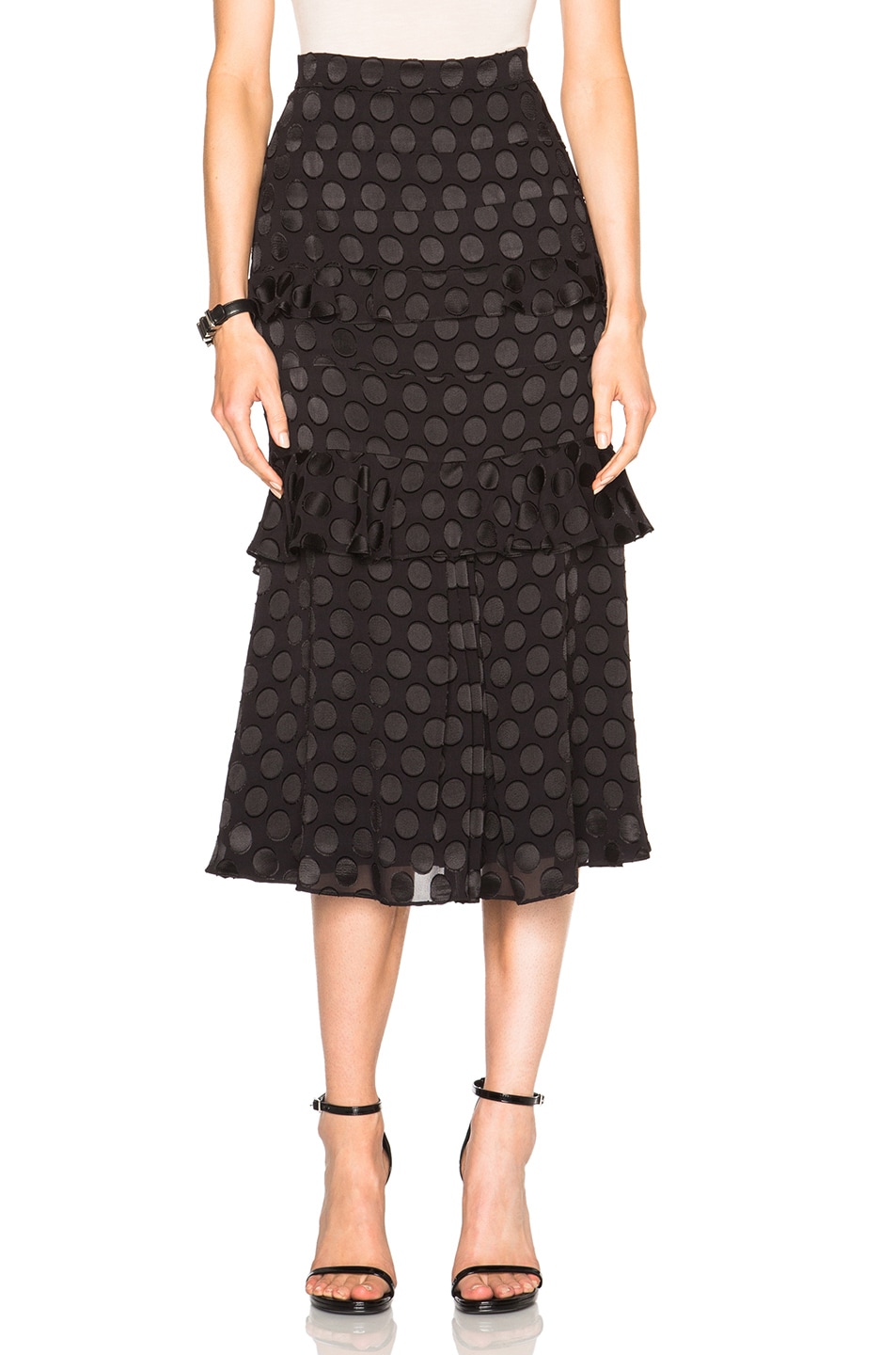 Image 1 of Cushnie Silk Dot Skirt in Black