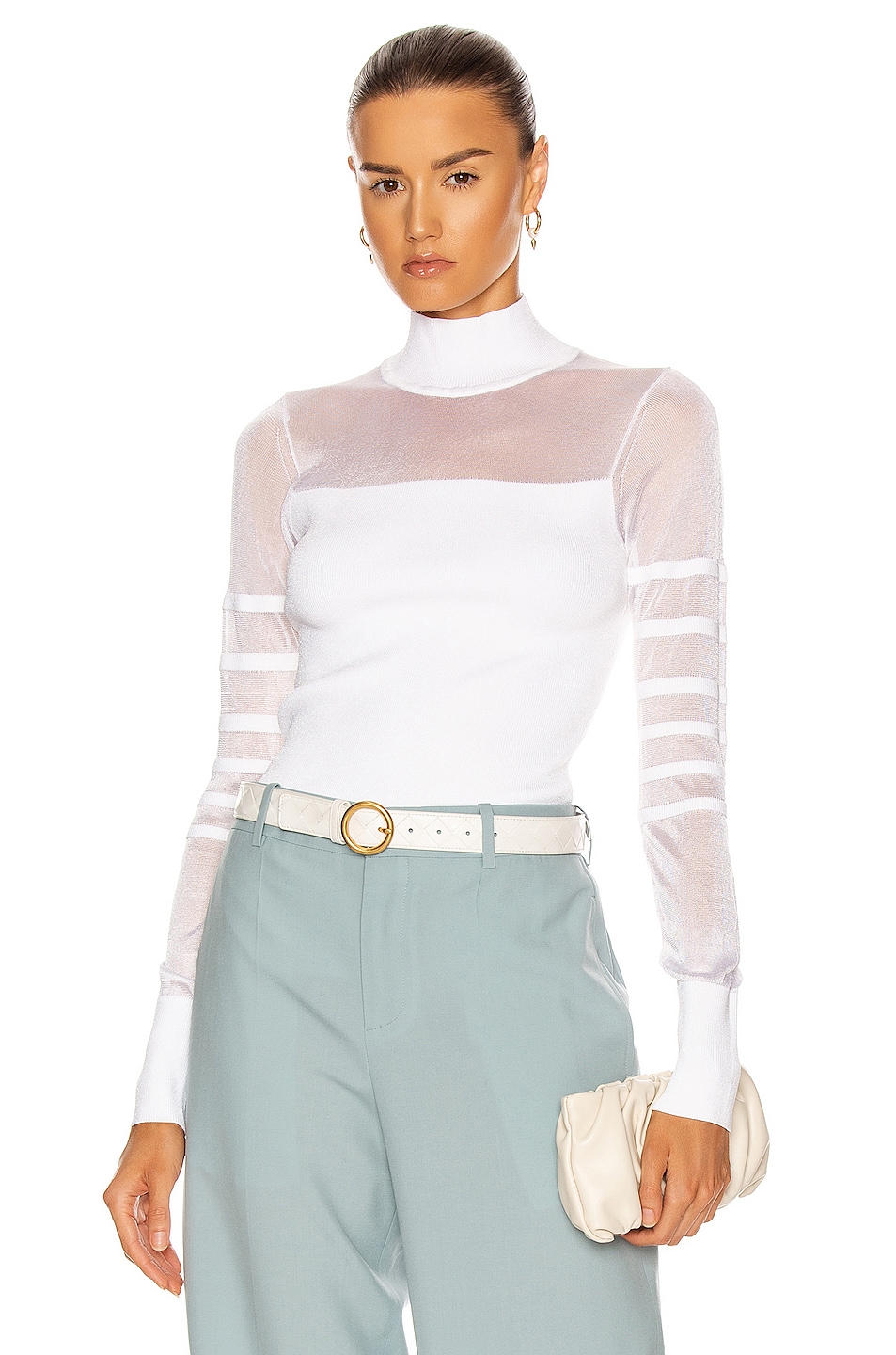 Image 1 of Cushnie Mock Neck Knit Top in White