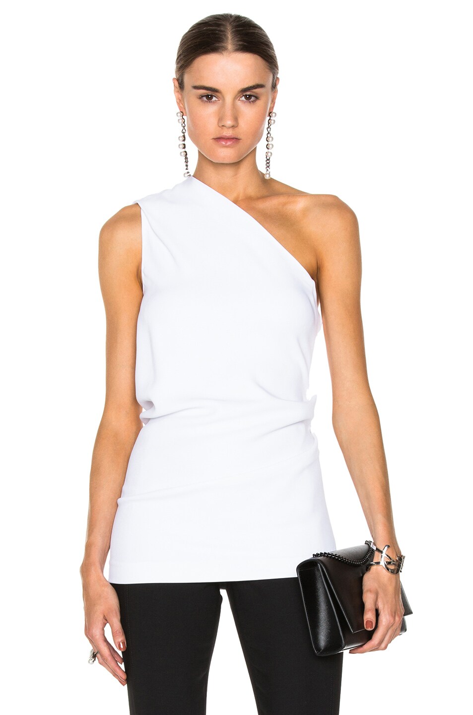 Image 1 of Cushnie Stretch Cady One Shoulder Top in White