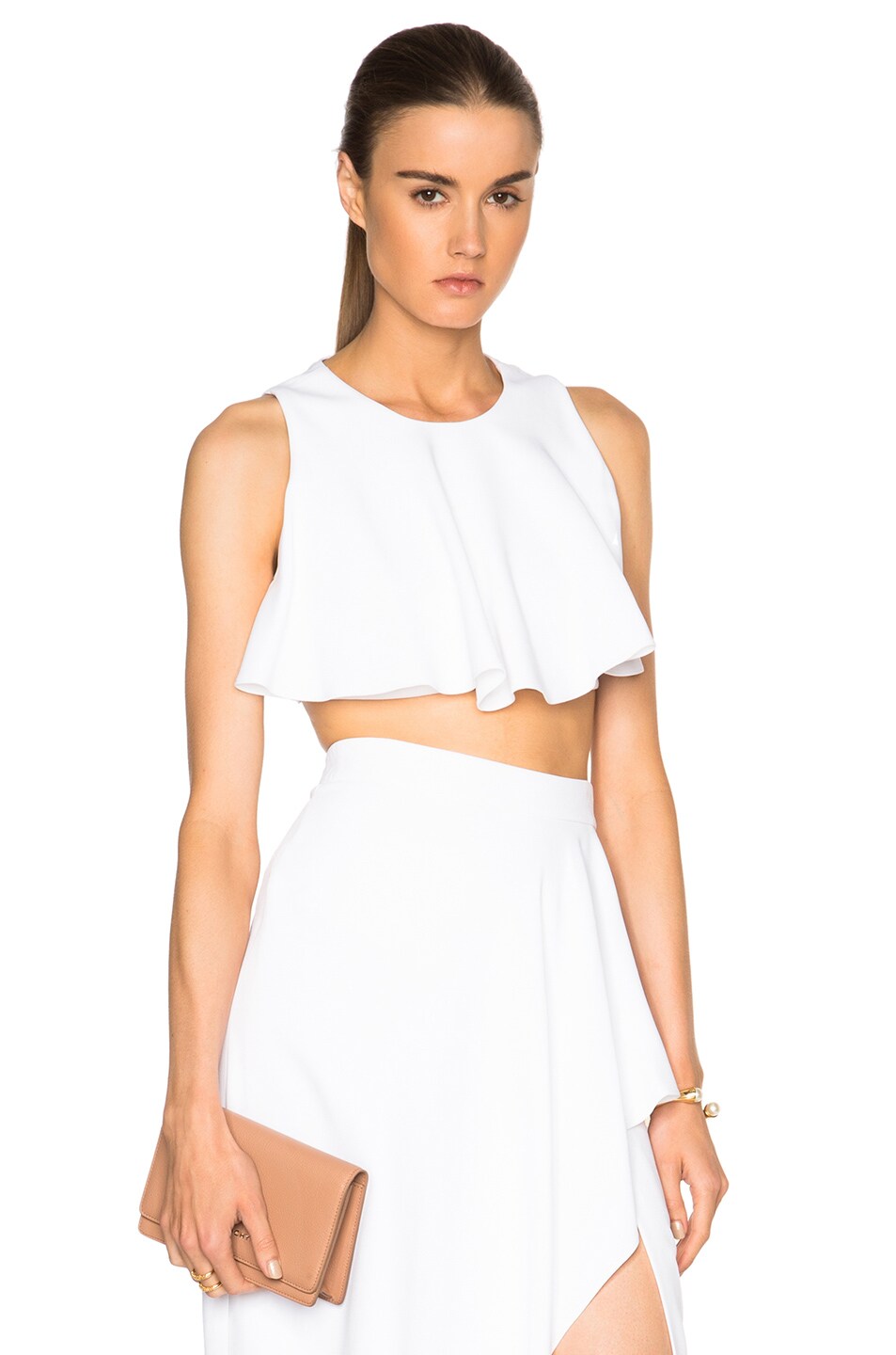 Image 1 of Cushnie Stretch Cady Cropped Top in White