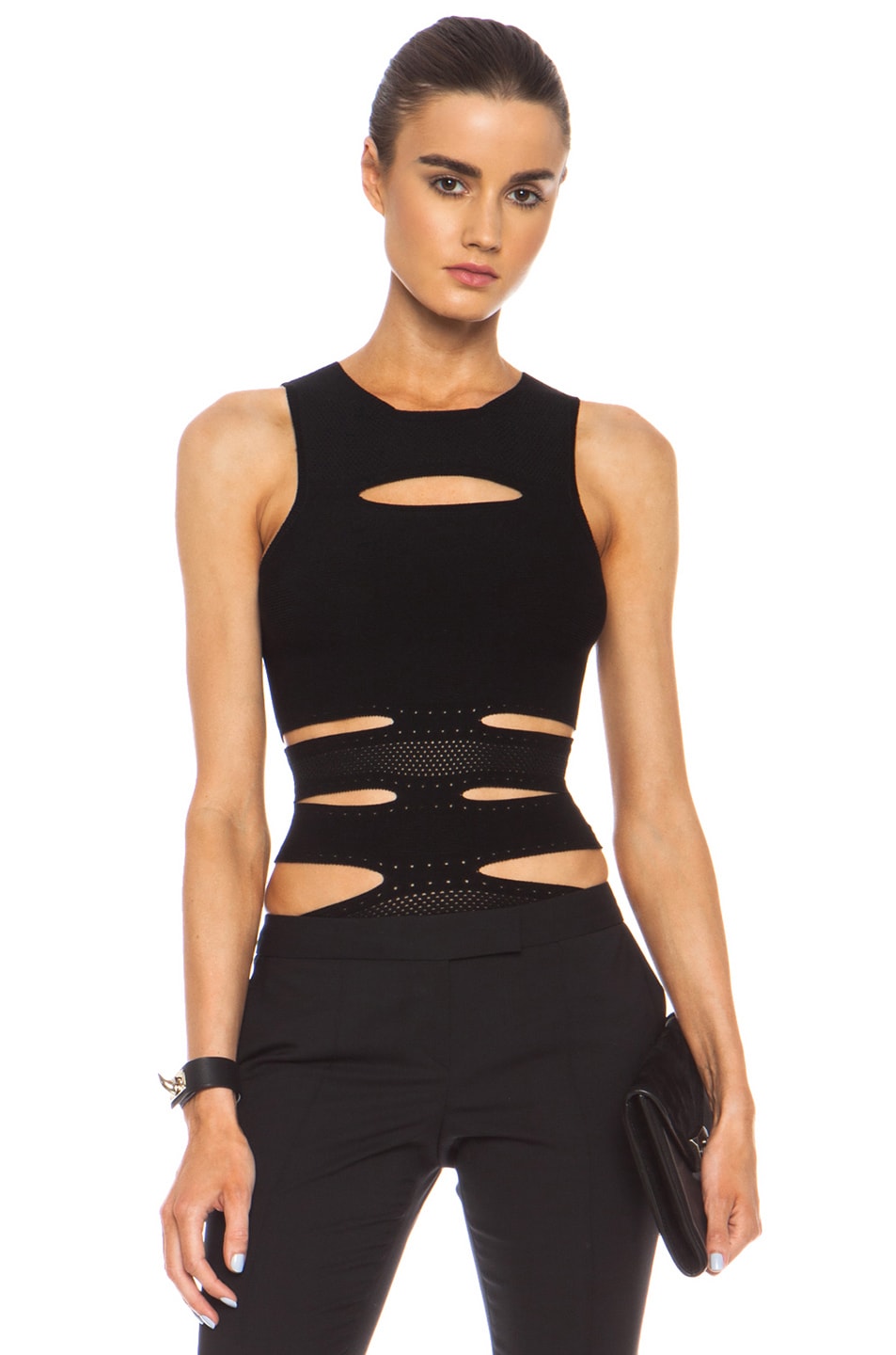 Image 1 of Cushnie Knit Tank with Cut Outs in Black