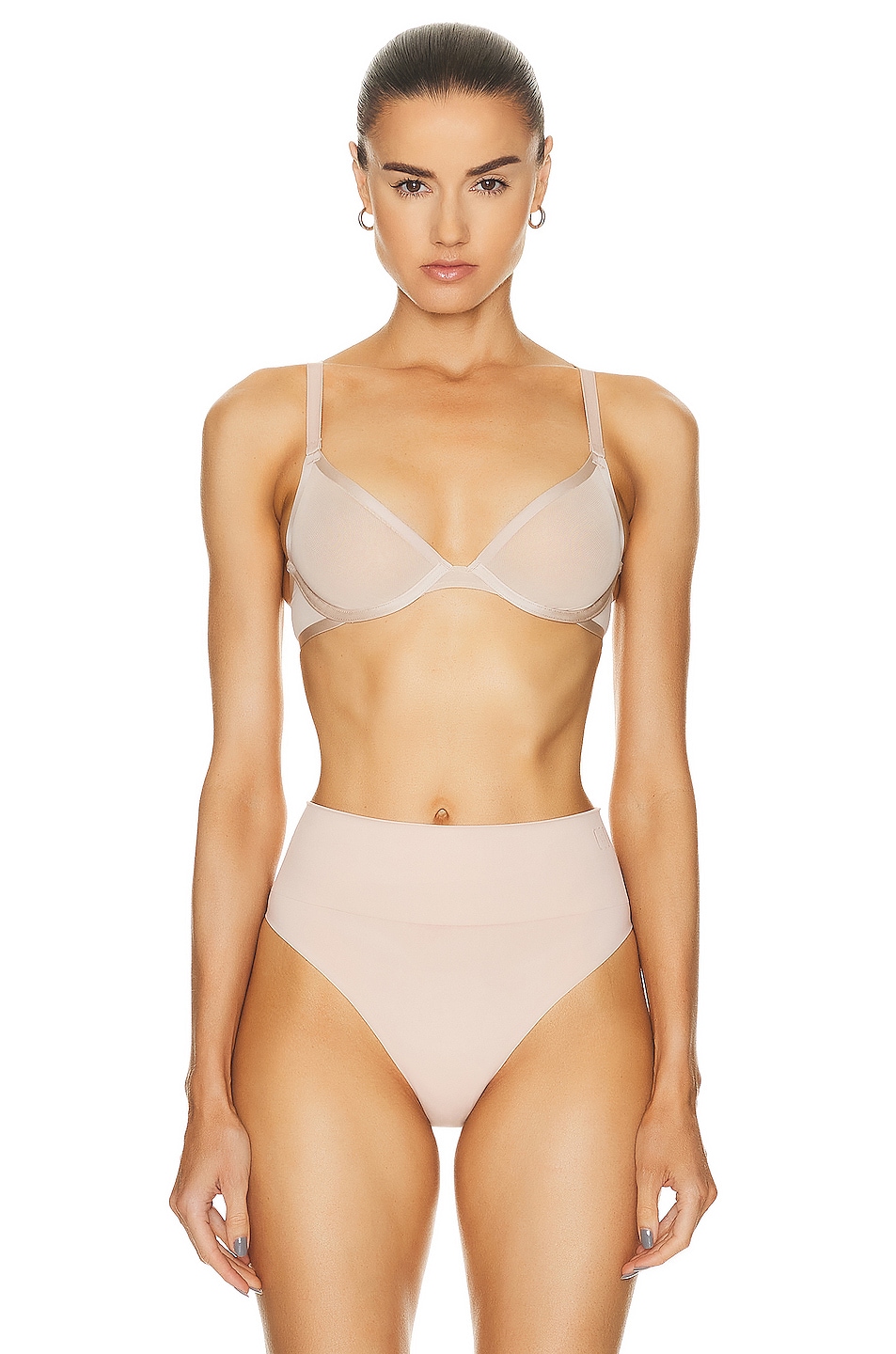 Image 1 of CUUP Mesh Plunge Bra in Sand