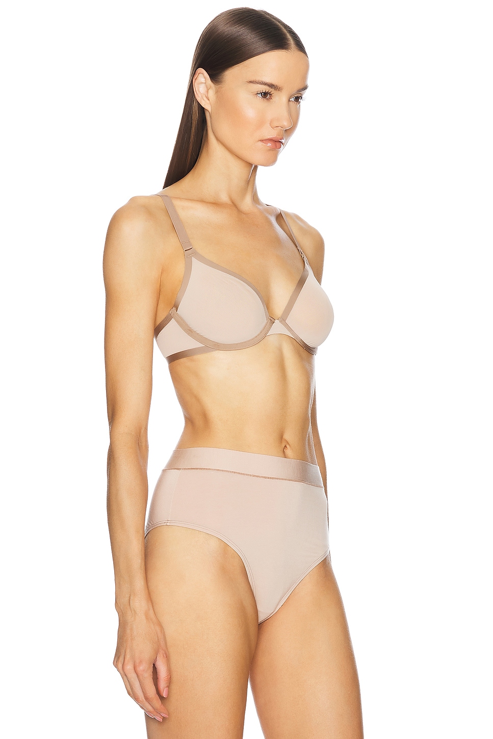 Shop Cuup Mesh Plunge Bra In Sand & Taupe