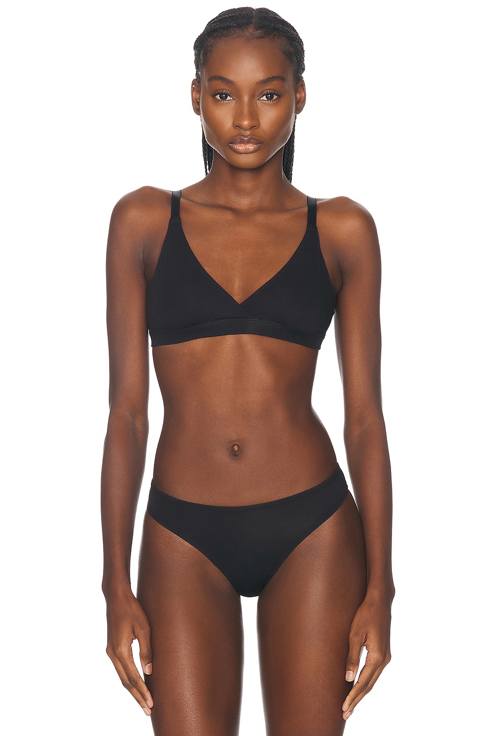 Image 1 of CUUP Cotton Wireless Triangle Bralette in Black