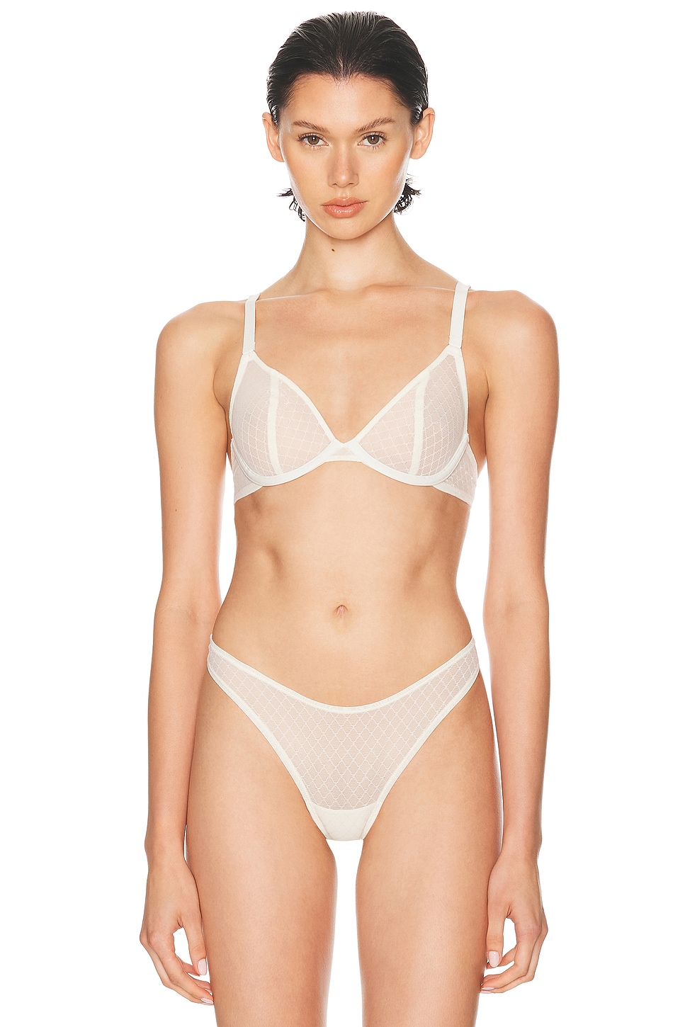 Image 1 of CUUP Trellis Lace Plunge Bra in Salt