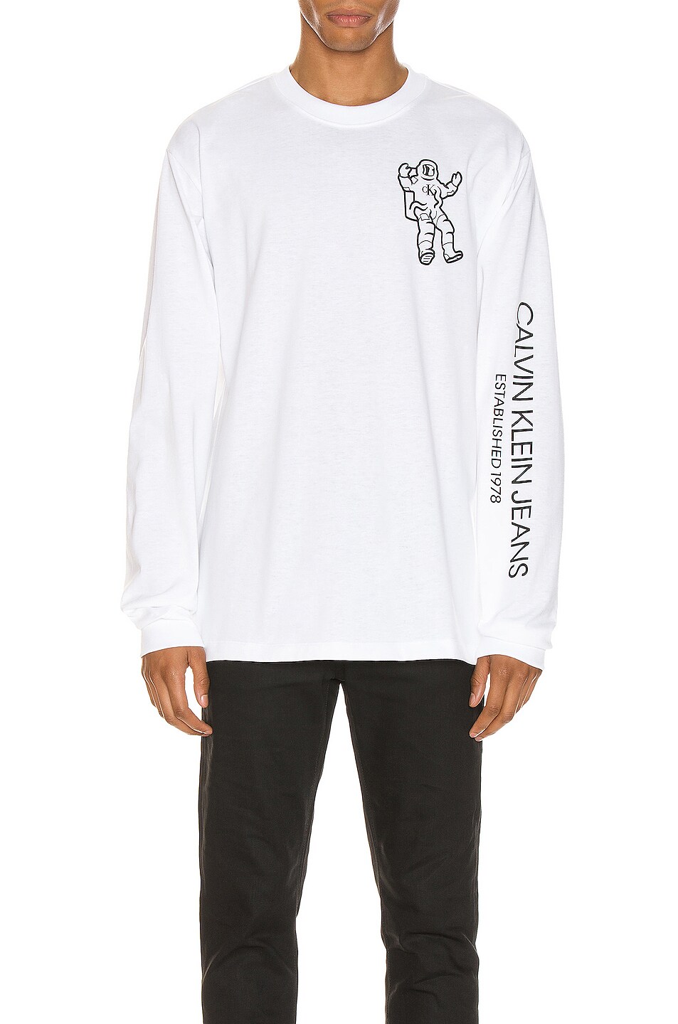 Image 1 of Calvin Klein Est. 1978 Long Sleeve Graphic Tee in Brilliant White
