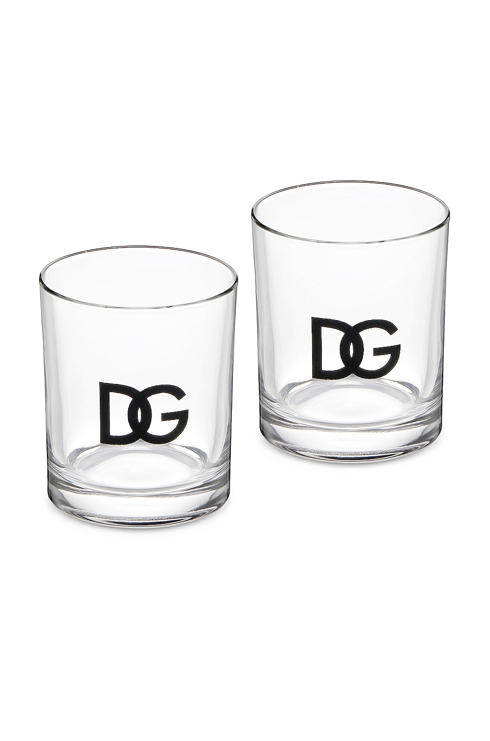 Image 1 of Dolce & Gabbana Casa Set Of 2 Logo Water Glasses in Clear And Black