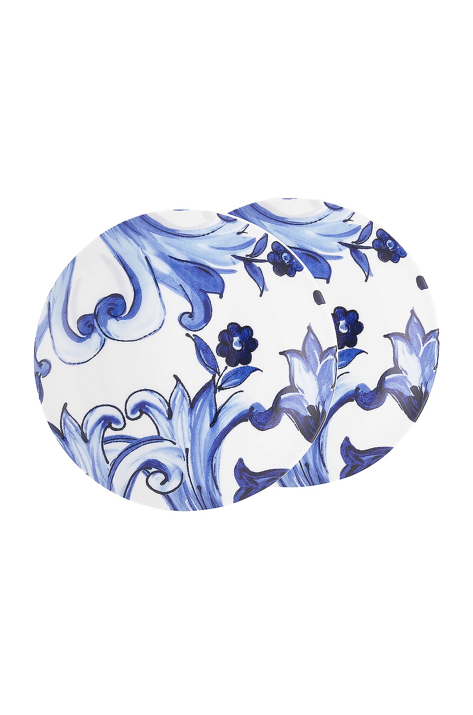 Image 1 of Dolce & Gabbana Casa Set Of 2 Mediterraneo Fiore Piccolo Bread Plates in Blue & White