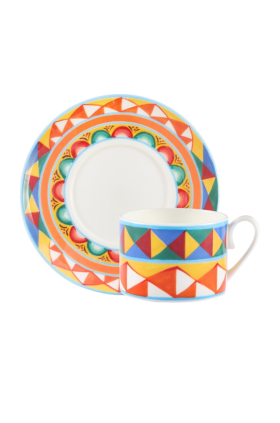 Image 1 of Dolce & Gabbana Casa Carretto Orange Tea Cup And Saucer Set in Multicolor