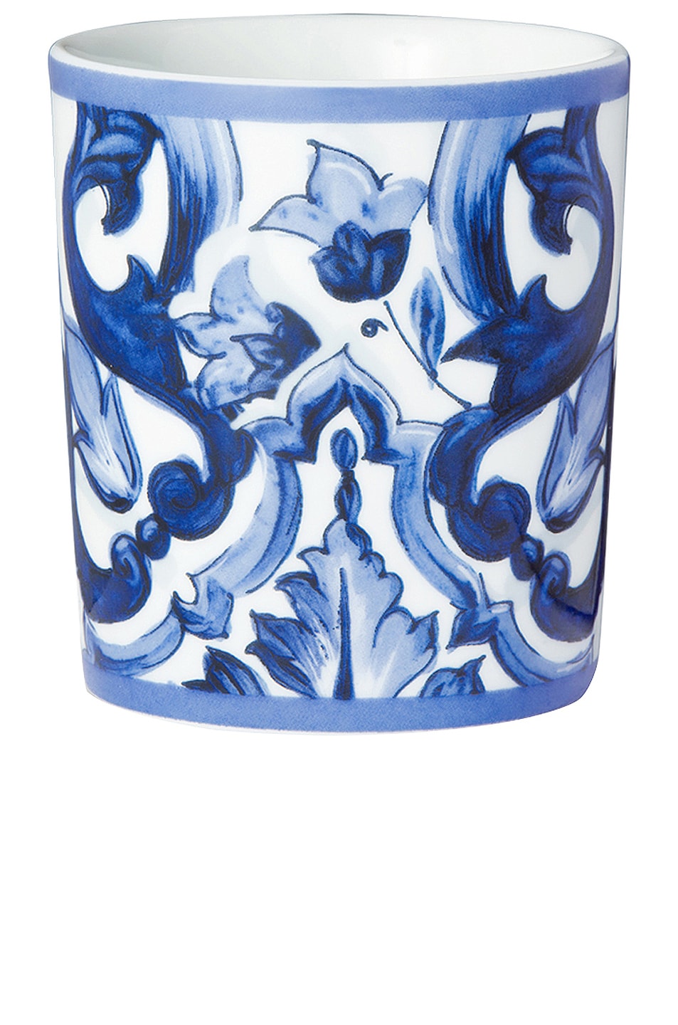 Image 1 of Dolce & Gabbana Casa Mediterraneo Foglie Wine Glass in Blue & White