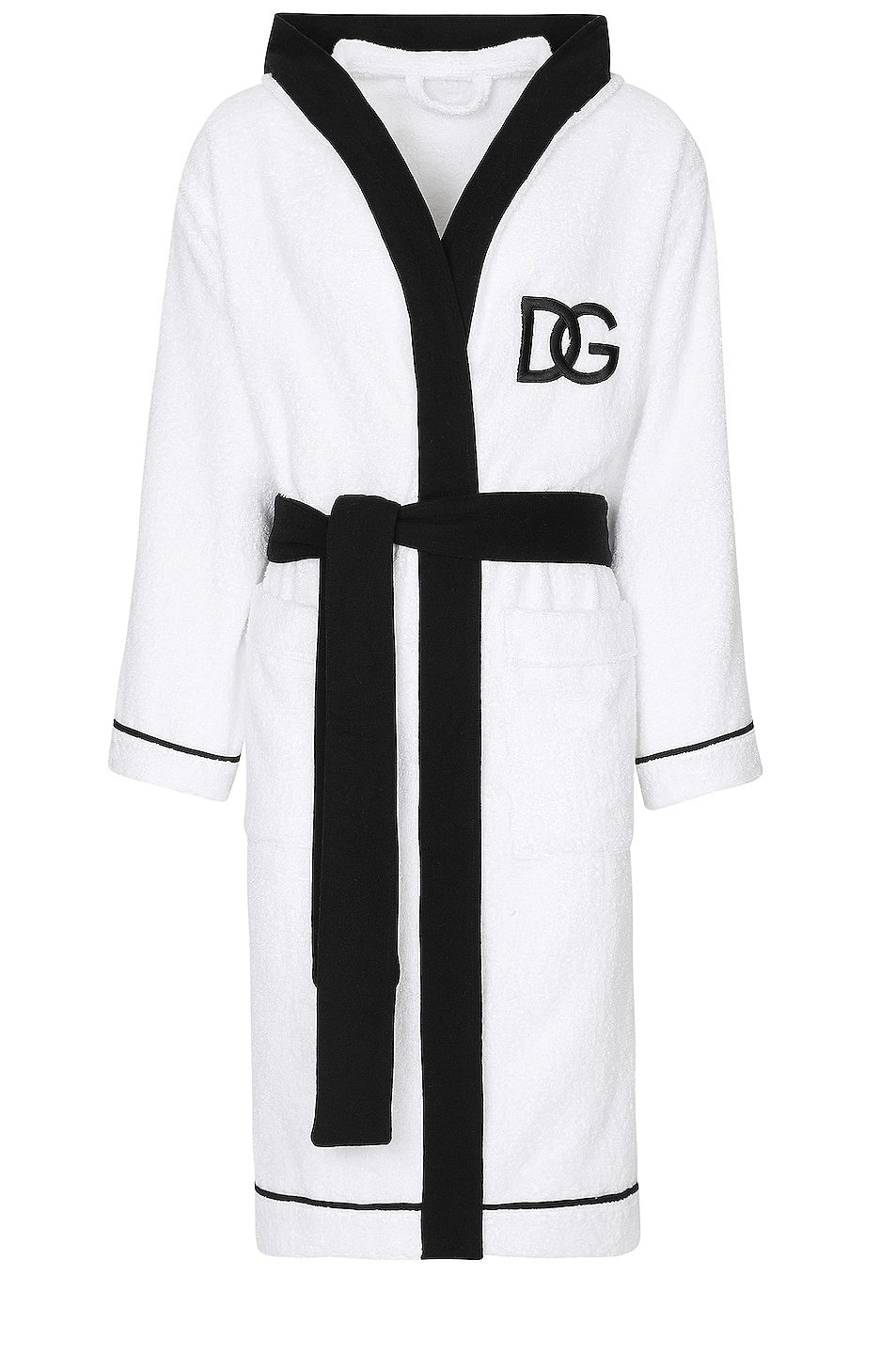 Image 1 of Dolce & Gabbana Casa Logo Hooded Bathrobe in Black & White