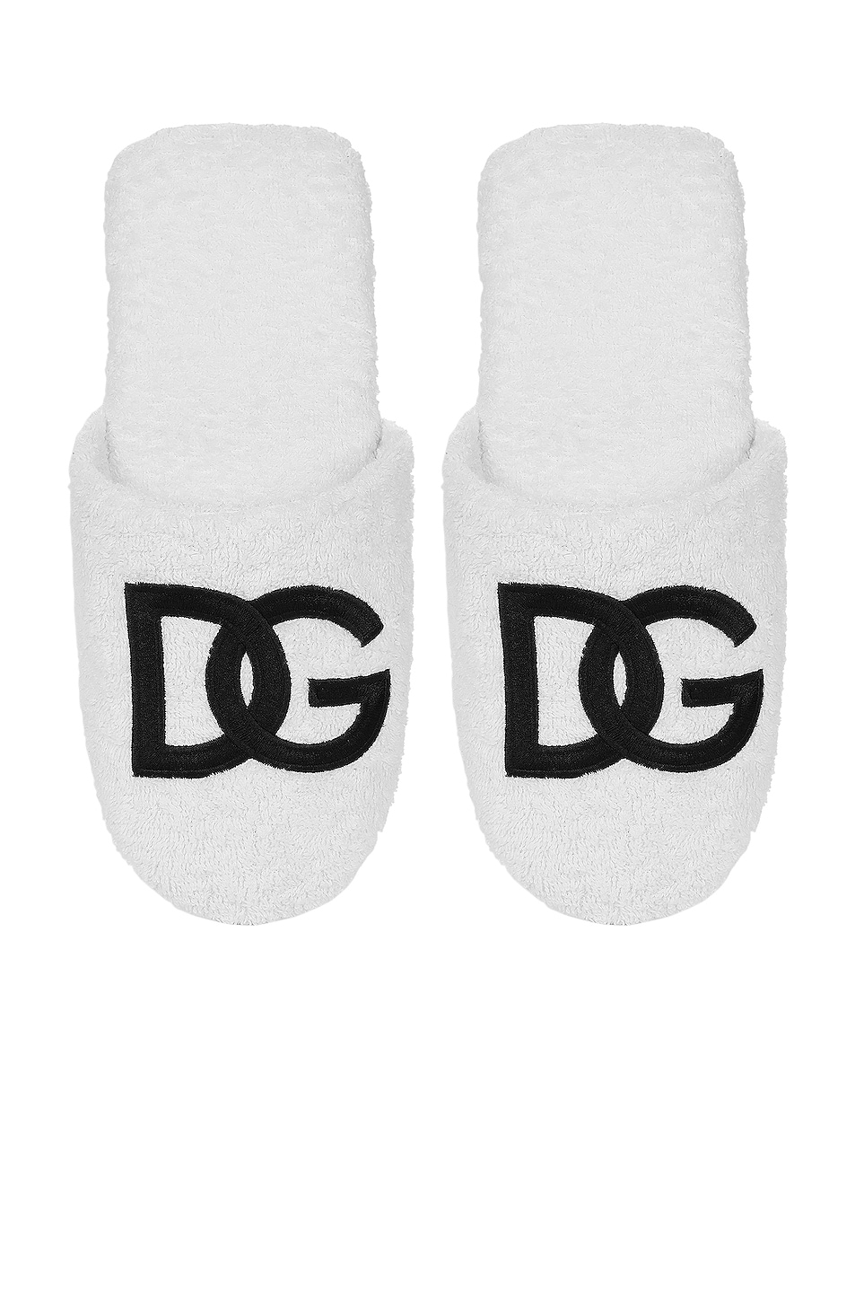 Image 1 of Dolce & Gabbana Casa Logo Terrycloth Slippers in Black & White