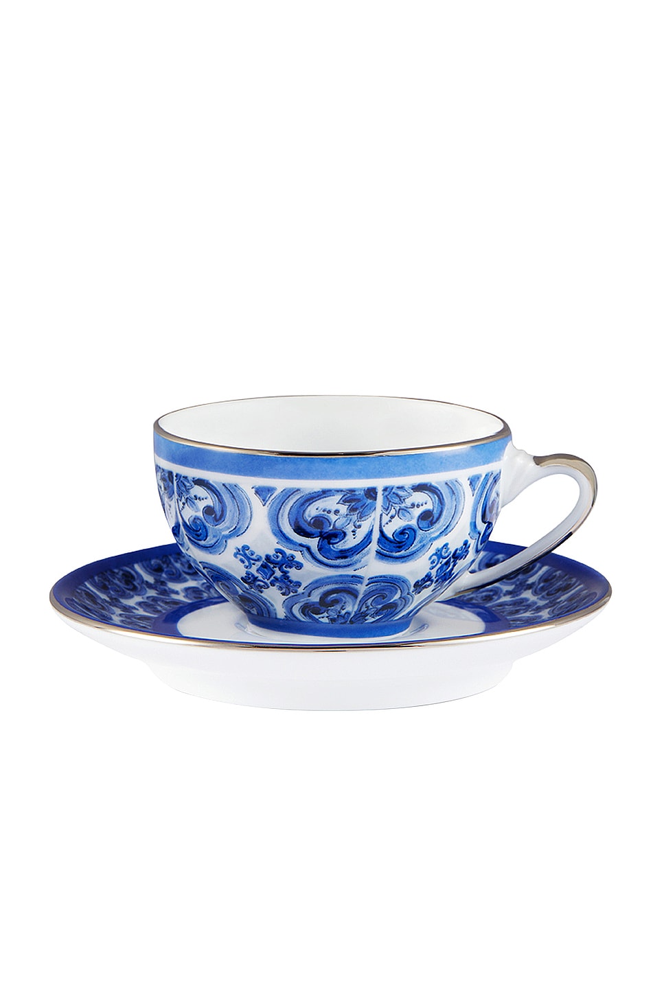 Dolce & Gabbana Casa Fiore Piccolo Espresso Cup And Saucer Set In Blue Mediterraneo