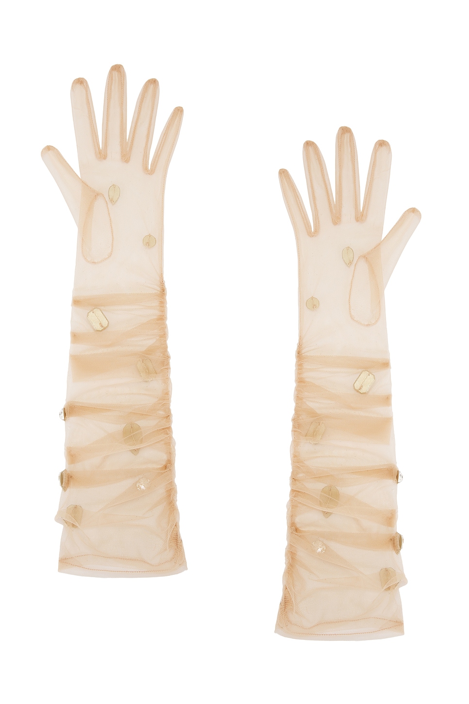 David Koma All Over Crystal Embroidered Gloves In Brown